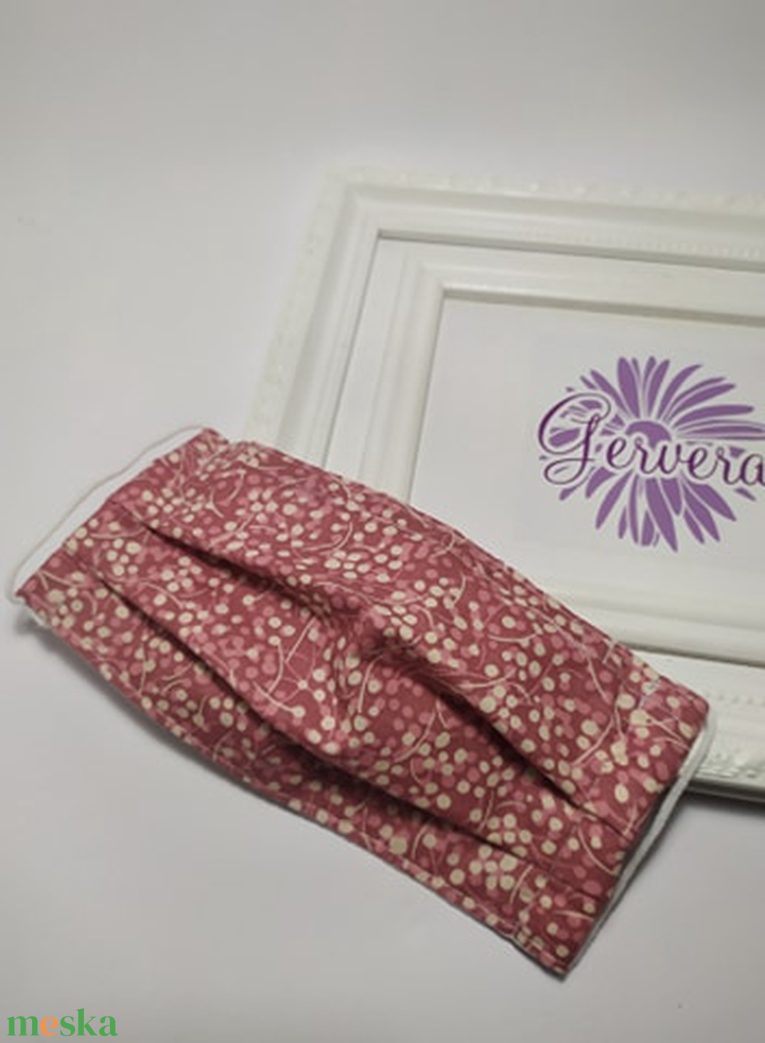 Textil maszk, kétrétegű, mályva színű, bogyó mintás -  - Meska.hu