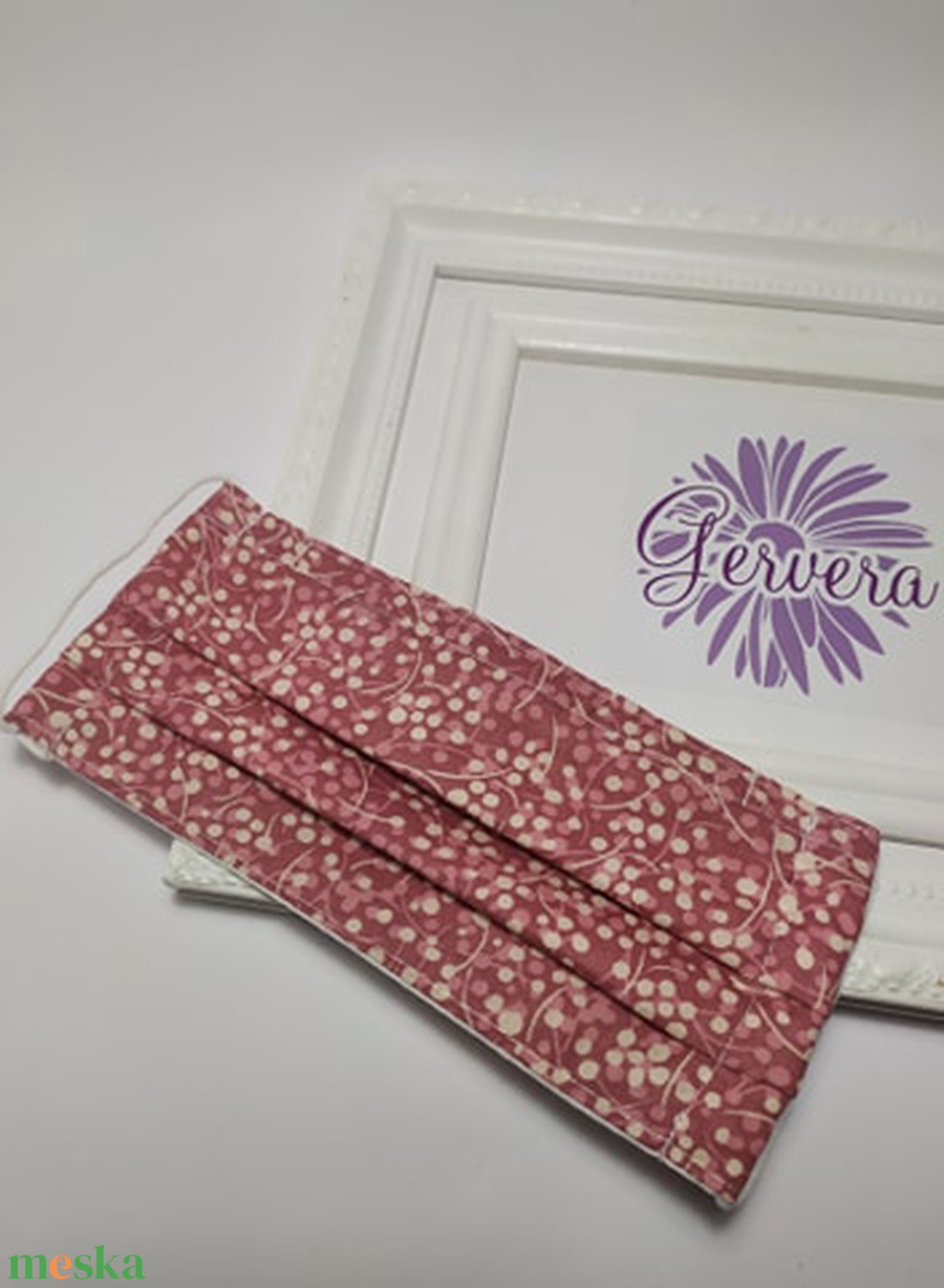 Textil maszk, kétrétegű, mályva színű, bogyó mintás -  - Meska.hu