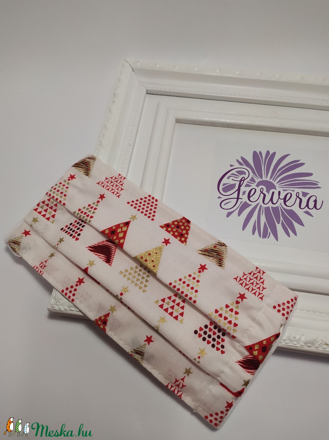 Textil maszk,kétrétegű karacsonyfás -  - Meska.hu