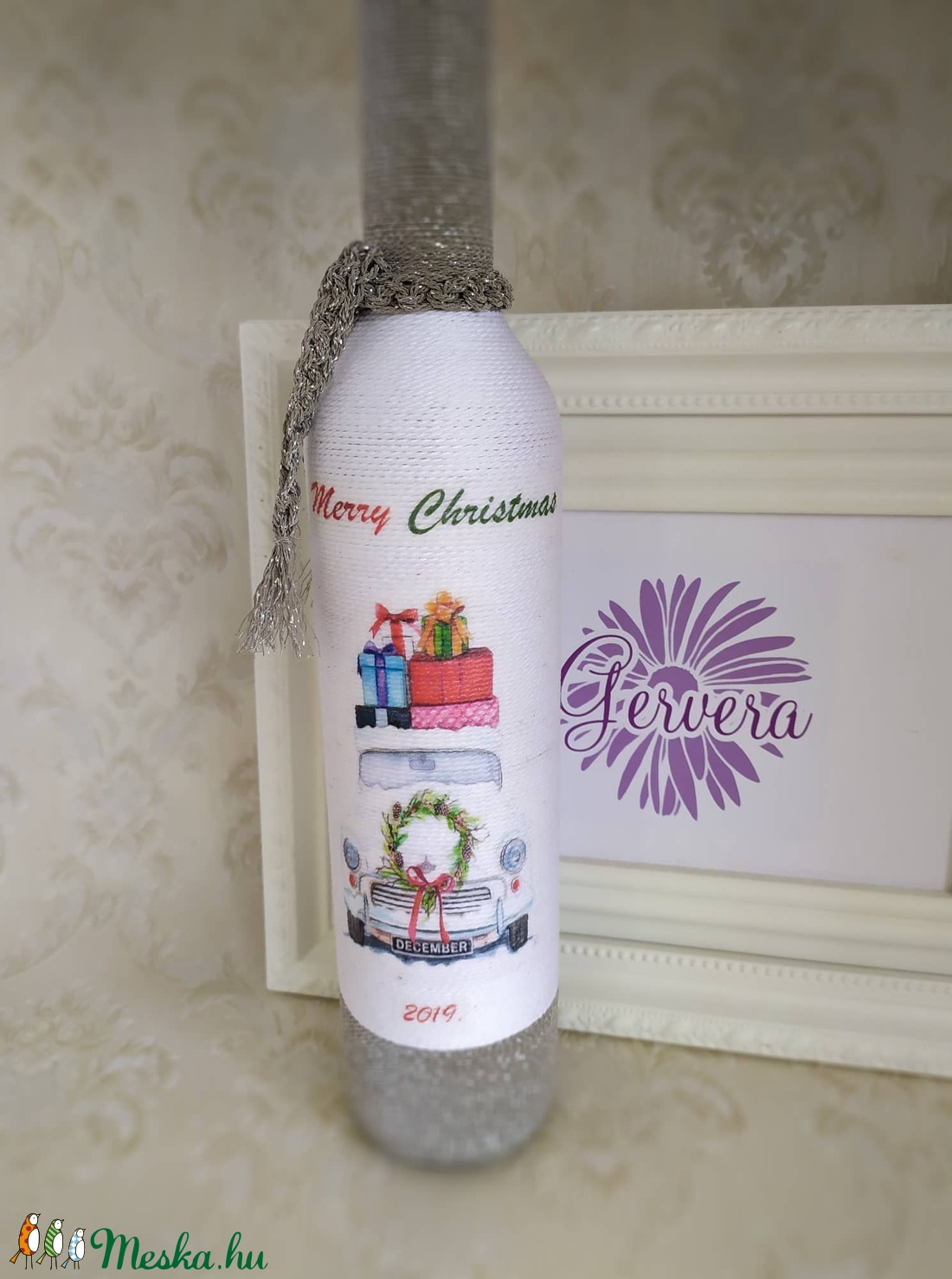 Ezüst zsinóros pálinkás üveg, merry christmas - karácsony - Meska.hu Ezüst zsinóros pálinkás üveg, merry christmas - karácsony - Meska.hu