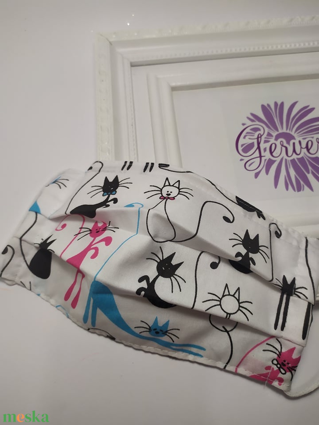 Textil maszk, kétrétegű cicás-színes -  - Meska.hu