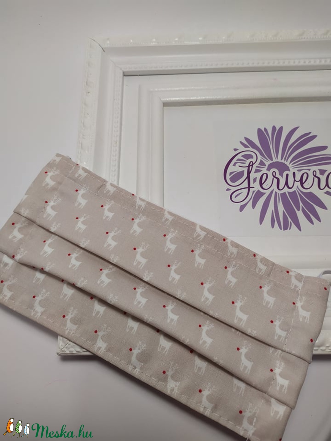 Textil maszk,kétrétegű vörös orrú rénszarvas -  - Meska.hu