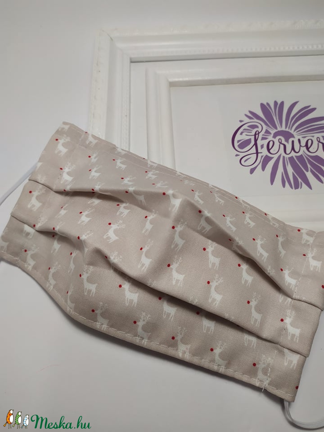 Textil maszk,kétrétegű vörös orrú rénszarvas -  - Meska.hu