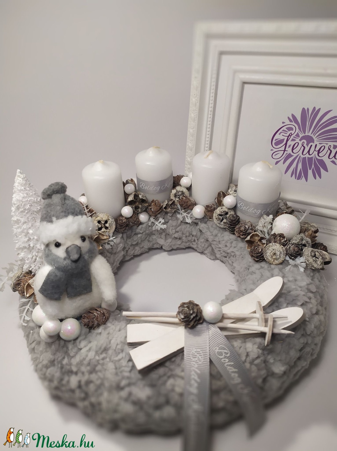 Adventi koszorú, pingvinnel - karácsony - Meska.hu Adventi koszorú, pingvinnel - karácsony - Meska.hu