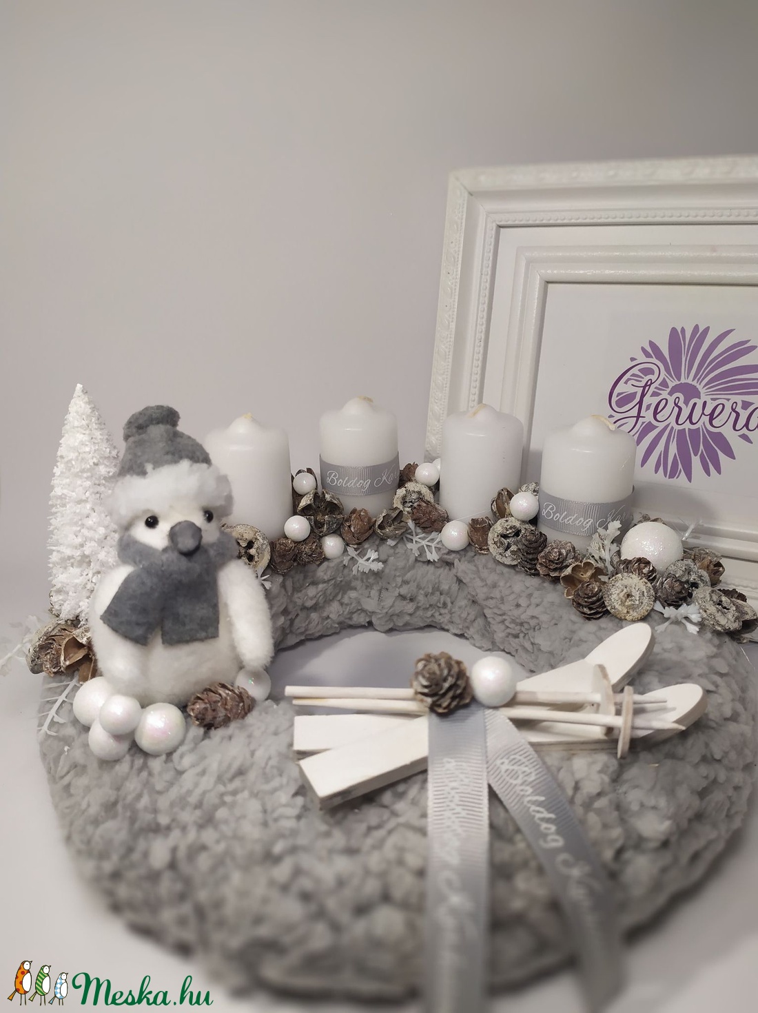 Adventi koszorú, pingvinnel - karácsony - Meska.hu Adventi koszorú, pingvinnel - karácsony - Meska.hu