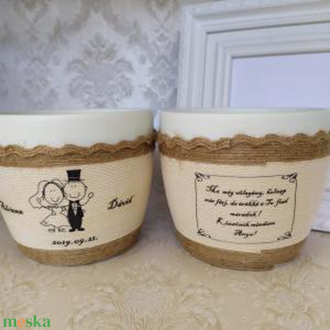 Zsinórozott kaspó, vintage - esküvő - emlék & ajándék - köszönőajándék - Meska.hu Zsinórozott kaspó, vintage - esküvő - emlék & ajándék - köszönőajándék - Meska.hu