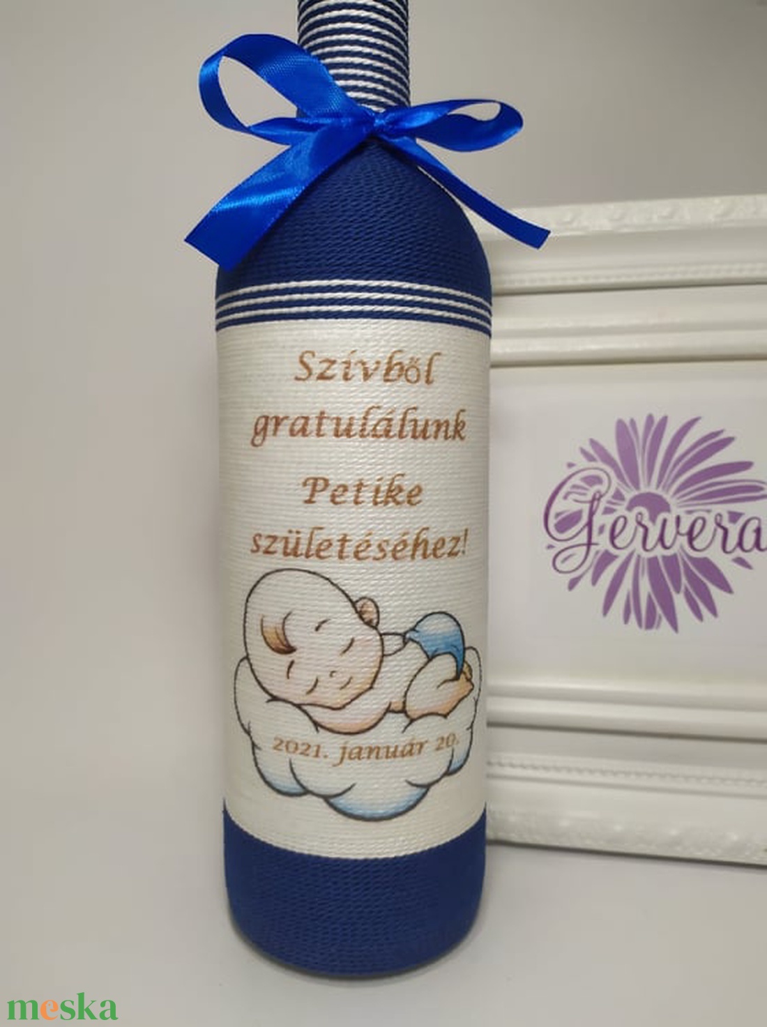 Zsinórozott boros üveg, baba születésre,kék - otthon & életmód - dekoráció - asztal és polc dekoráció - díszüveg - Meska.hu Zsinórozott boros üveg, baba születésre,kék - otthon & életmód - dekoráció - asztal és polc dekoráció - díszüveg - Meska.hu