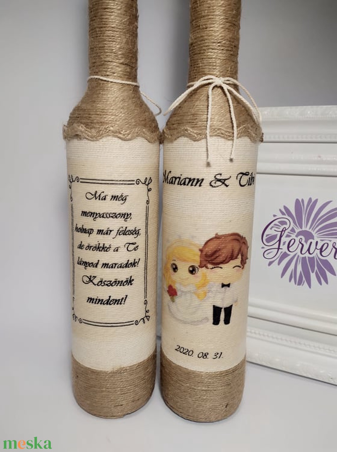 Pálinkás üveg pár édesapáknak, vintage  - esküvő - emlék & ajándék - szülőköszöntő ajándék - Meska.hu