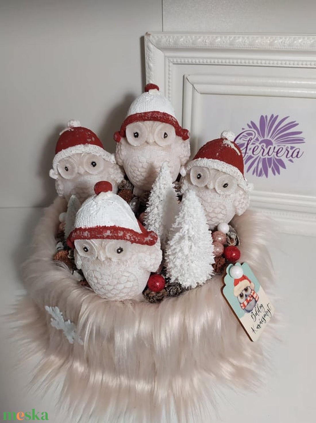 Bagoly adventi box - karácsony - adventi díszek - adventi koszorú - Meska.hu