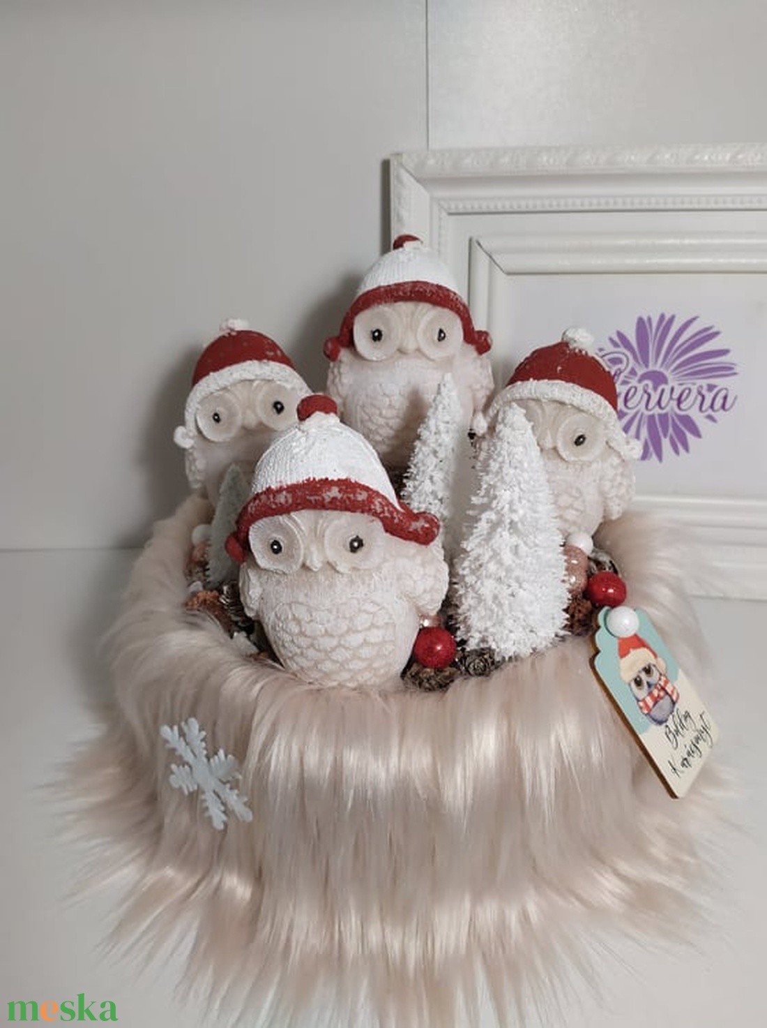 Bagoly adventi box - karácsony - adventi díszek - adventi koszorú - Meska.hu