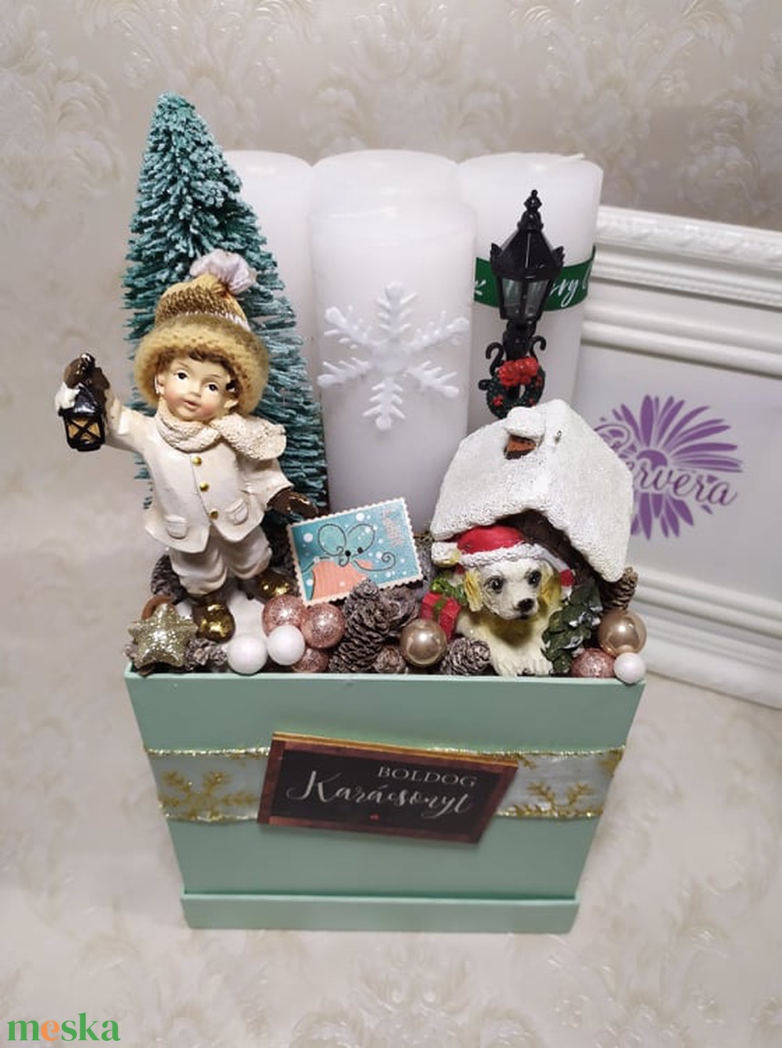 Adventi dísz, menta, kutyusos - karácsony - adventi díszek - adventi koszorú - Meska.hu