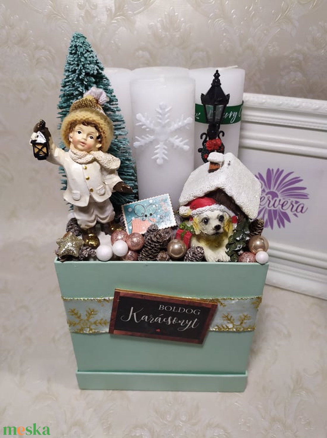 Adventi dísz, menta, kutyusos - karácsony - adventi díszek - adventi koszorú - Meska.hu