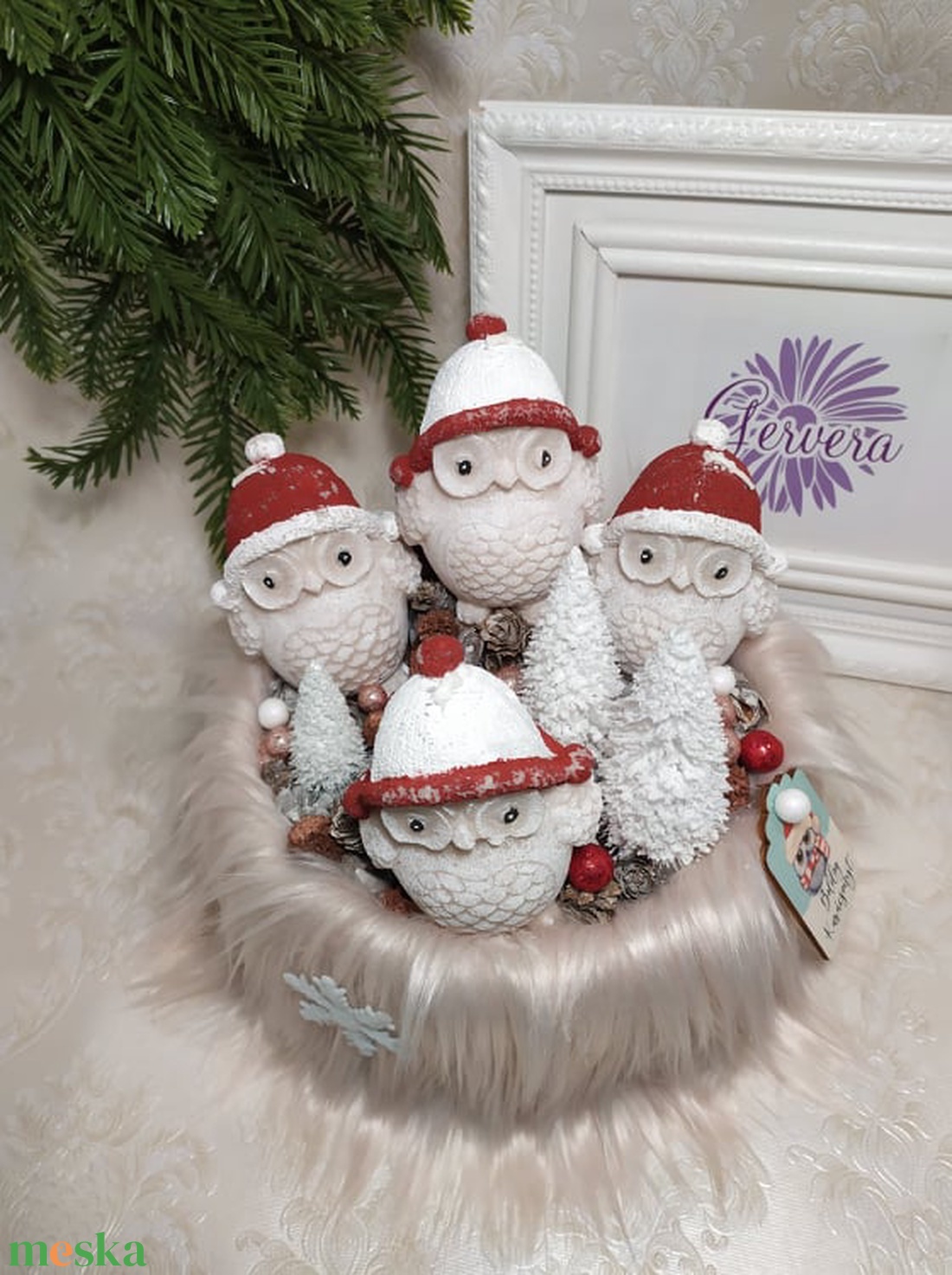 Bagoly adventi box - karácsony - adventi díszek - adventi koszorú - Meska.hu