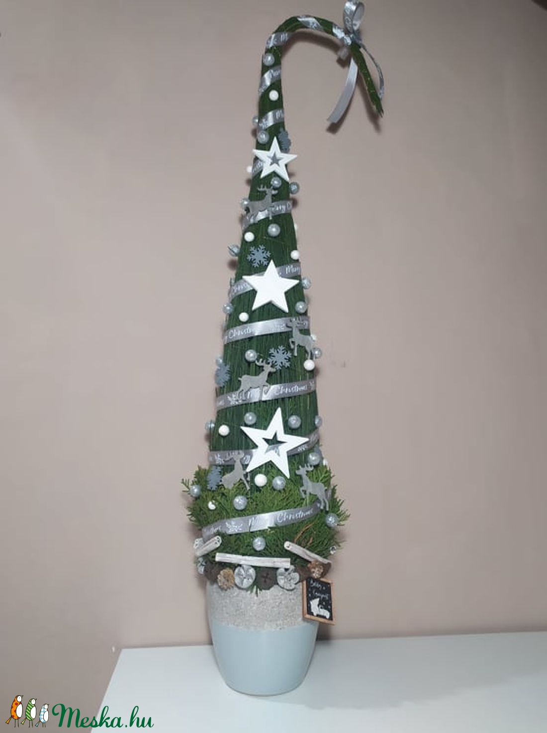Grincsfa, ezüst - karácsony - karácsonyi lakásdekoráció - karácsonyfa, grincsfa - Meska.hu