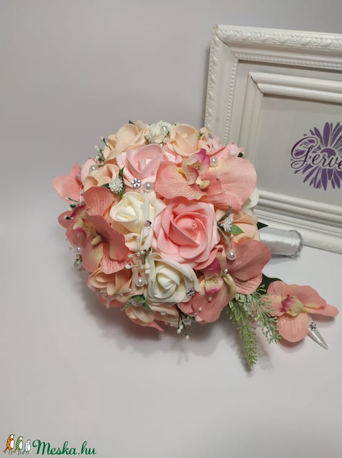 Menyasszonyi csokor, orchidea, rózsa - esküvő - menyasszonyi- és dobócsokor - Meska.hu