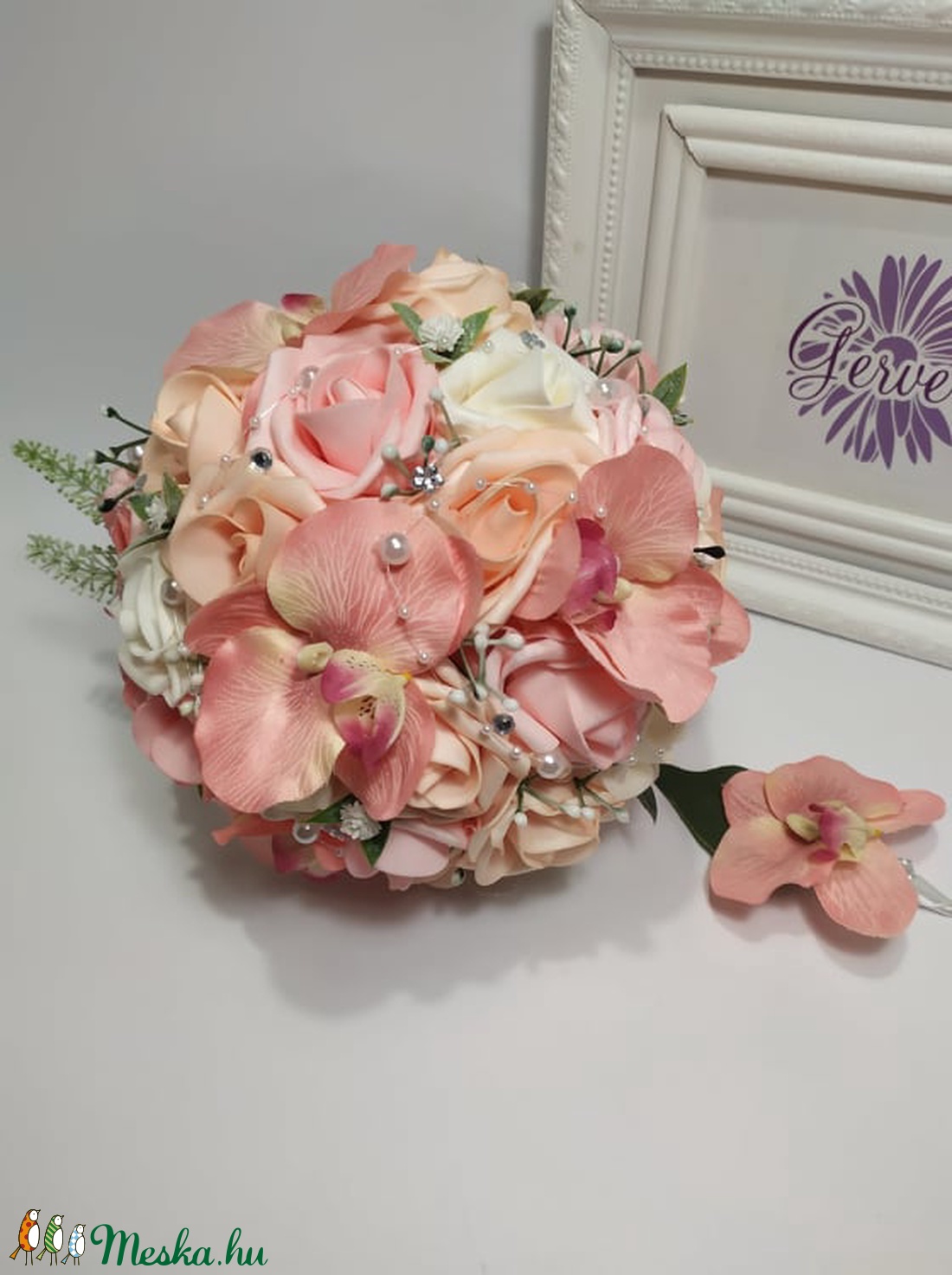 Menyasszonyi csokor, orchidea, rózsa - esküvő - menyasszonyi- és dobócsokor - Meska.hu