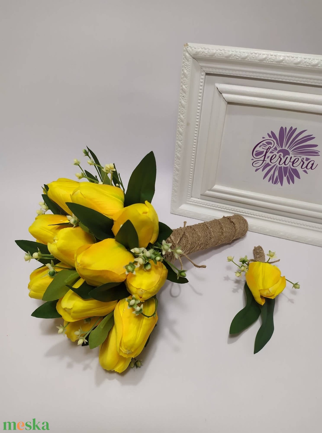 Menyasszonyi csokor, sárga tulipán - esküvő - menyasszonyi- és dobócsokor - Meska.hu