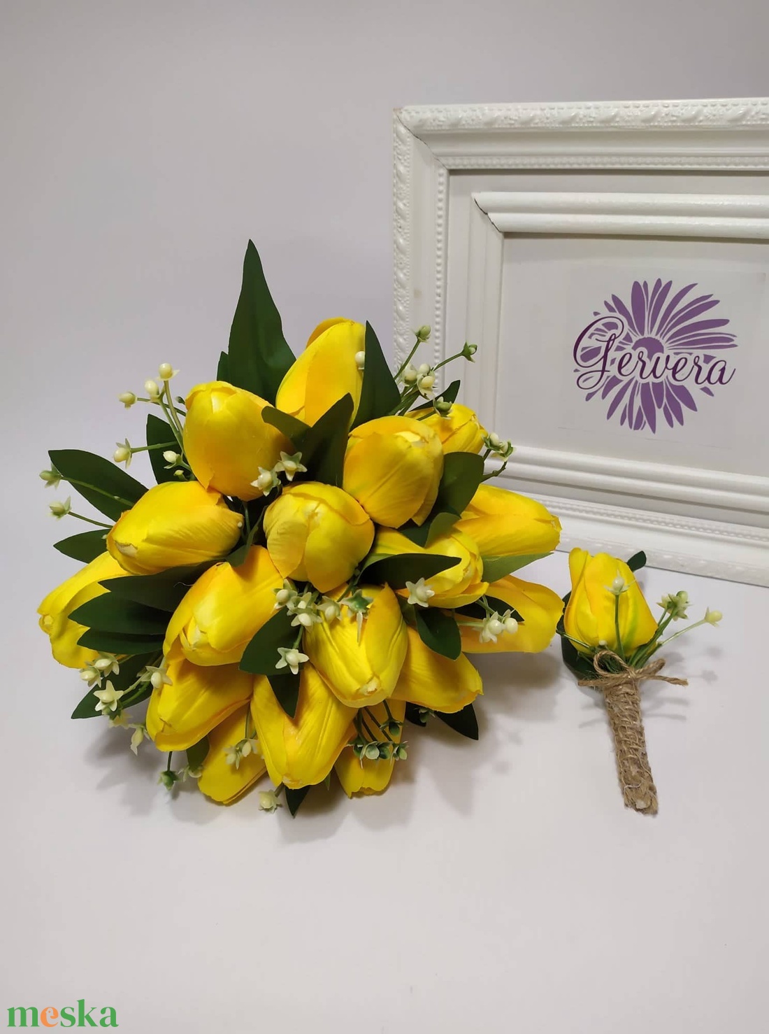 Menyasszonyi csokor, sárga tulipán - esküvő - menyasszonyi- és dobócsokor - Meska.hu
