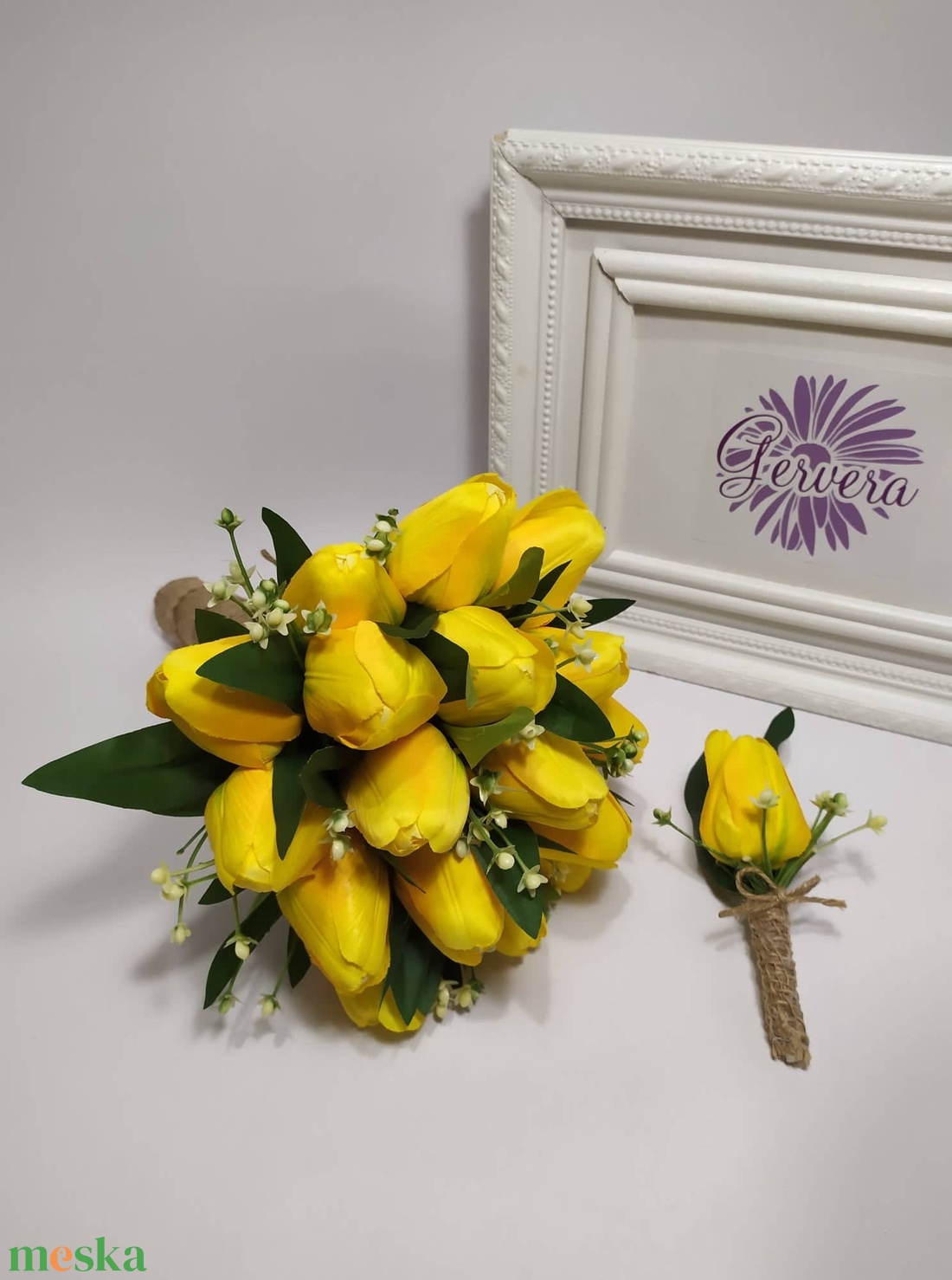 Menyasszonyi csokor, sárga tulipán - esküvő - menyasszonyi- és dobócsokor - Meska.hu