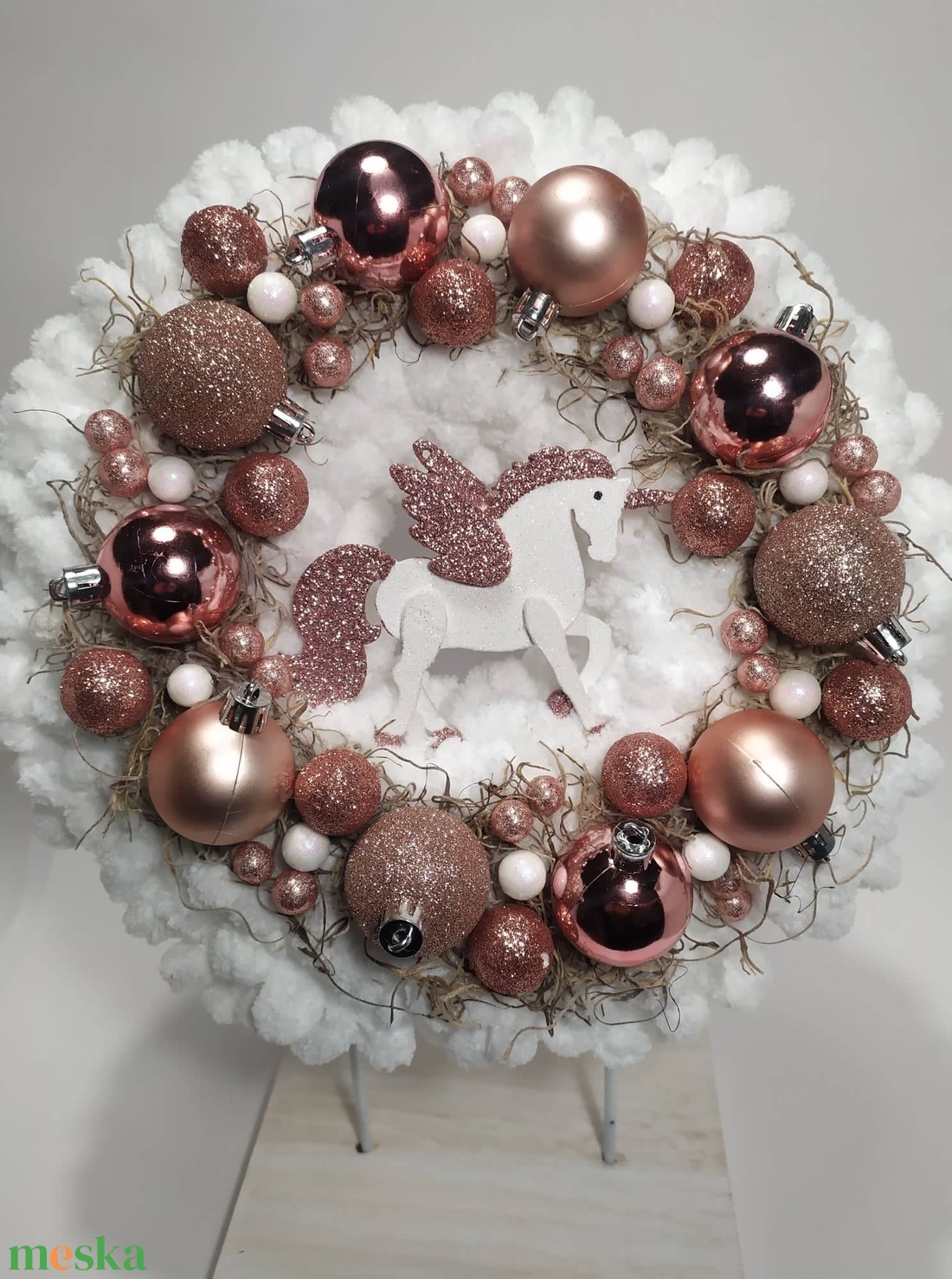 Havas kopogtató, unikornissal - karácsony - karácsonyi lakásdekoráció - karácsonyi ajtódíszek - Meska.hu