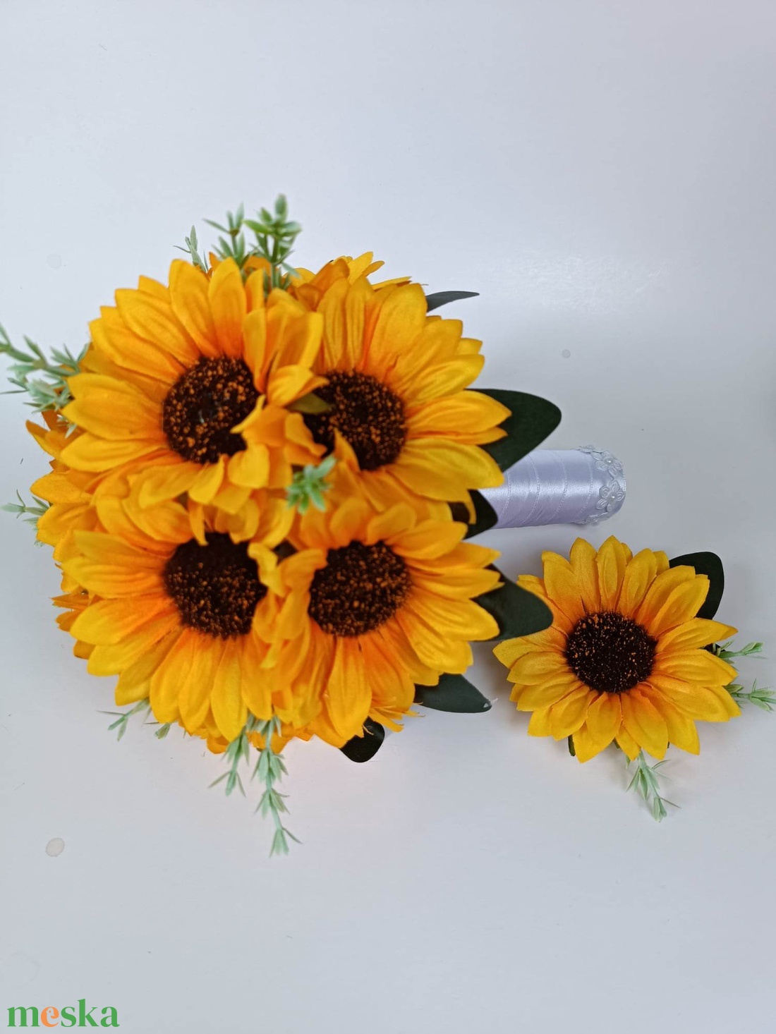 Napraforgó menyasszonyi csokor - esküvő - menyasszonyi- és dobócsokor - Meska.hu