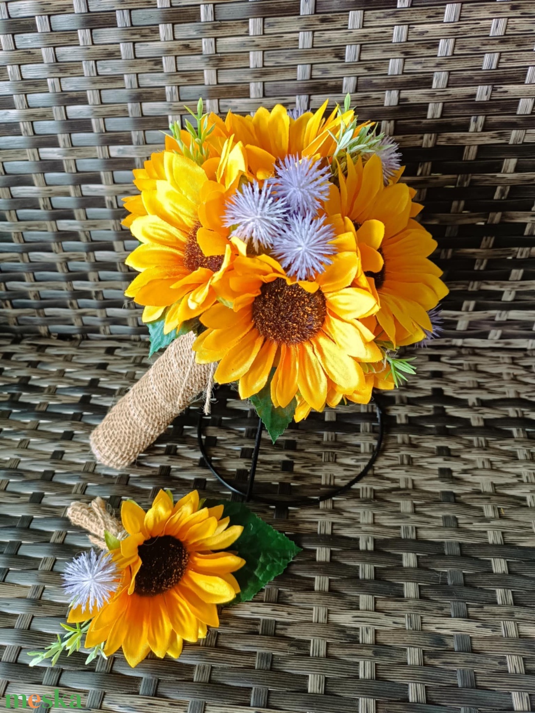 Napraforgó menyasszonyi csokor, kicsi - esküvő - menyasszonyi- és dobócsokor - Meska.hu