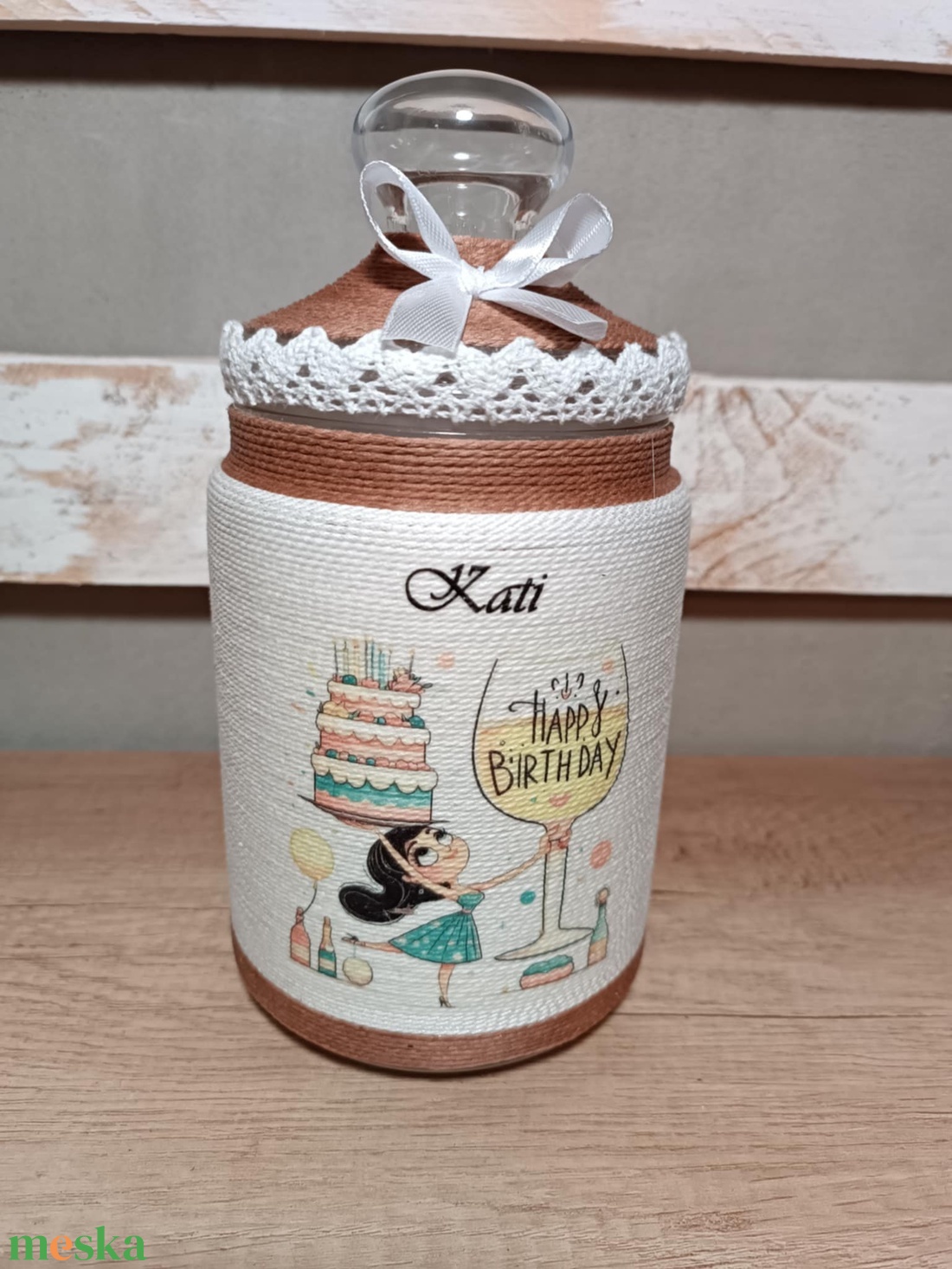50. születésnapra bödönke, tároló - otthon & életmód - dekoráció - asztal és polc dekoráció - díszüveg - Meska.hu