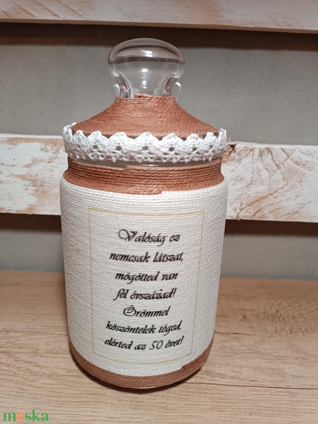 50. születésnapra bödönke, tároló - otthon & életmód - dekoráció - asztal és polc dekoráció - díszüveg - Meska.hu