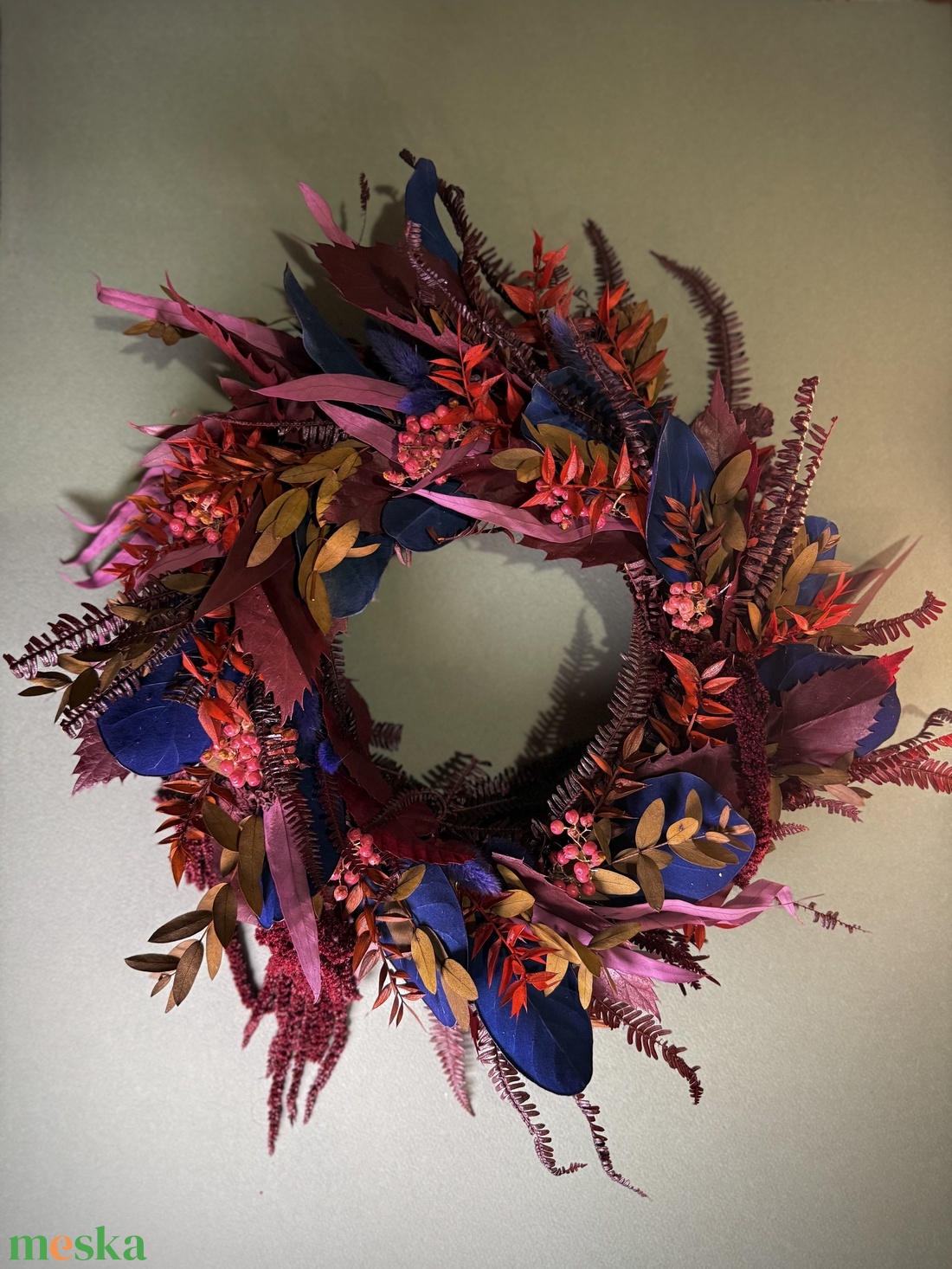 Bordó-Kék Koszorú - otthon & életmód - dekoráció - virágdísz és tartó - koszorú - Meska.hu