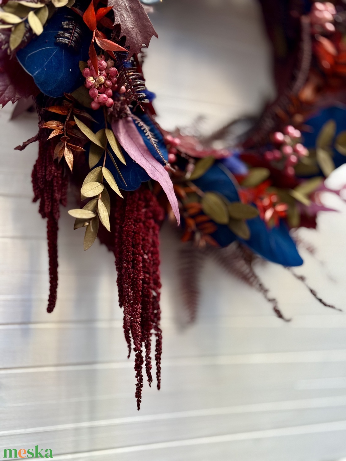 Bordó-Kék Koszorú - otthon & életmód - dekoráció - virágdísz és tartó - koszorú - Meska.hu