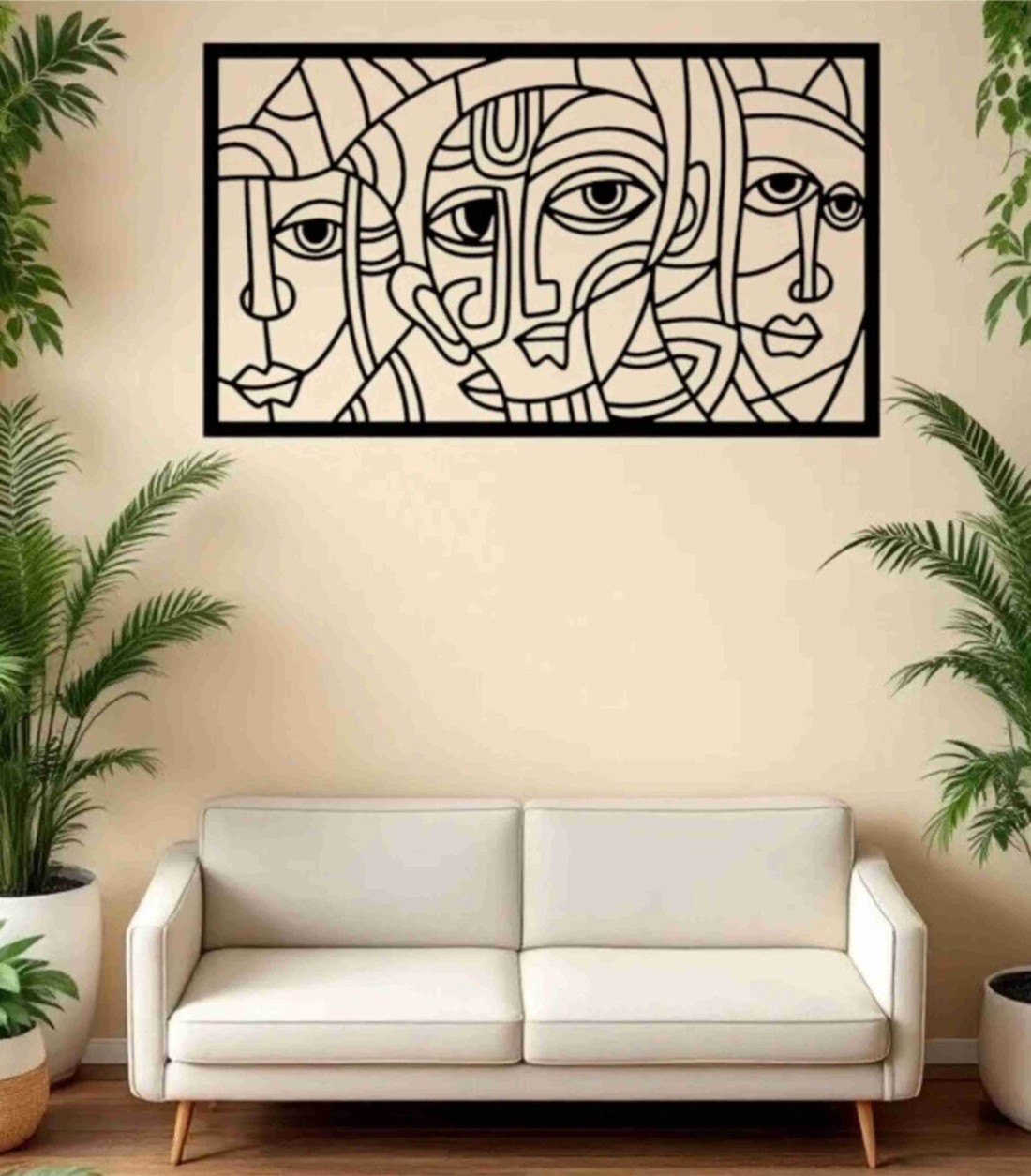 Arcok_Picasso ihlette falikép fából -  - Meska.hu