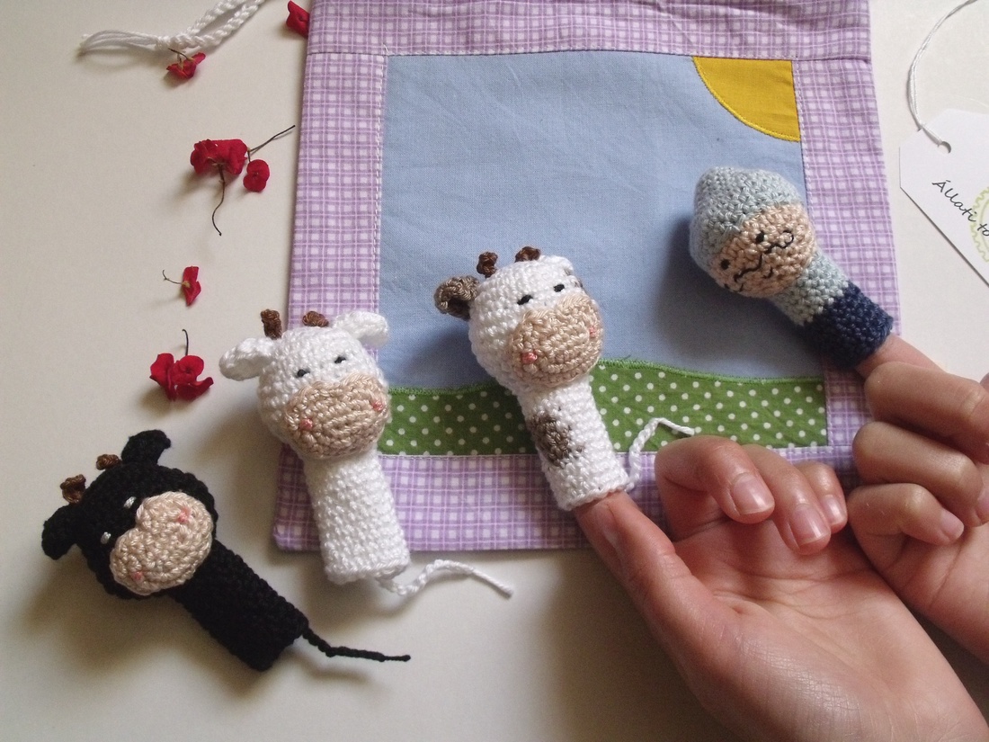 Ujjbáb készlet, mese, Török és a tehenek,  horgolt -  - Meska.hu