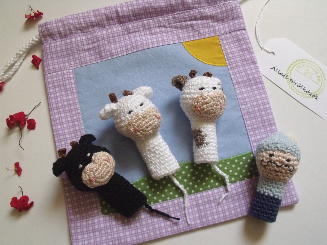 Ujjbáb készlet, mese, Török és a tehenek,  horgolt -  - Meska.hu