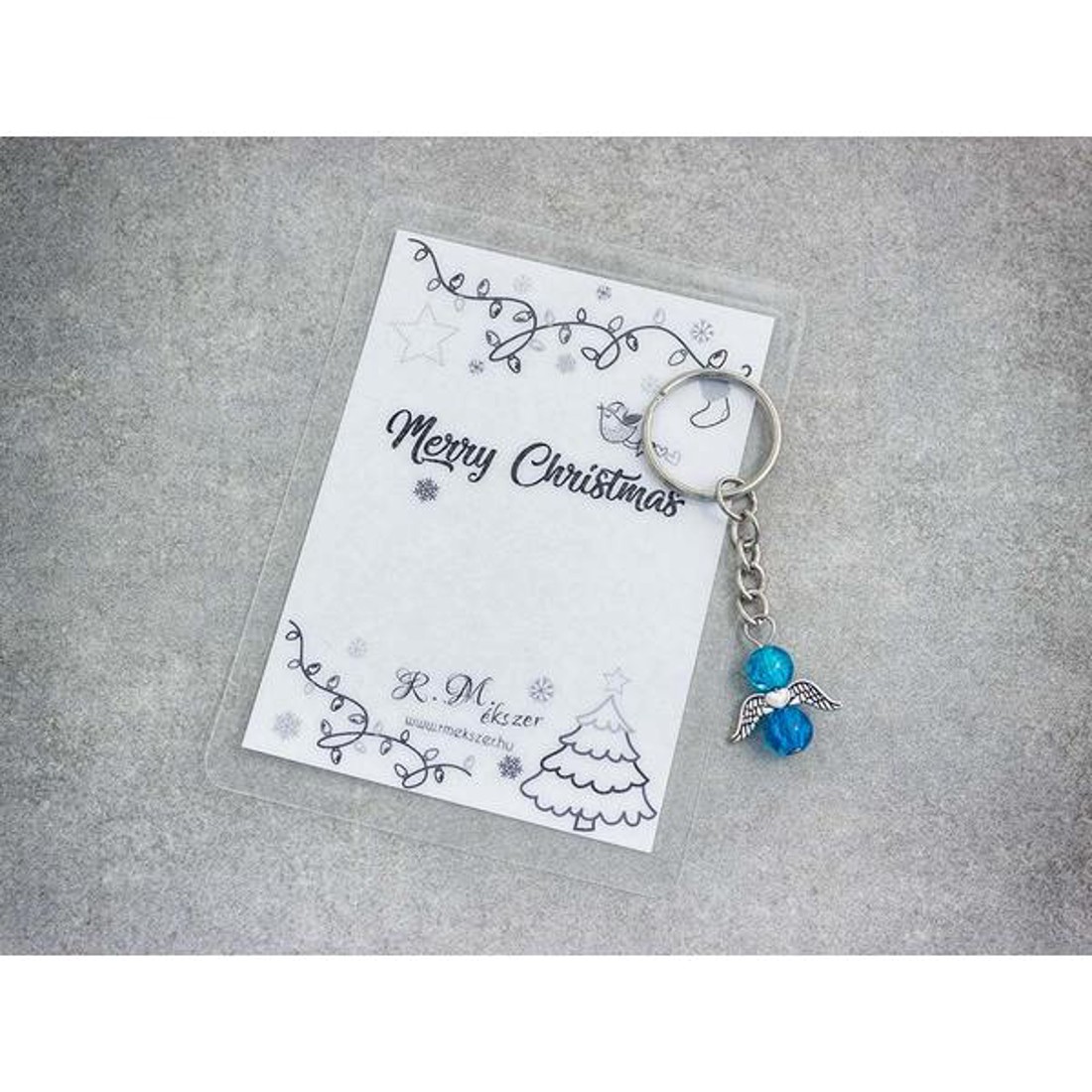 Merry Christmas kék angyal medálos kulcstartó - táska & tok - kulcstartó & táskadísz - kulcstartó - Meska.hu
