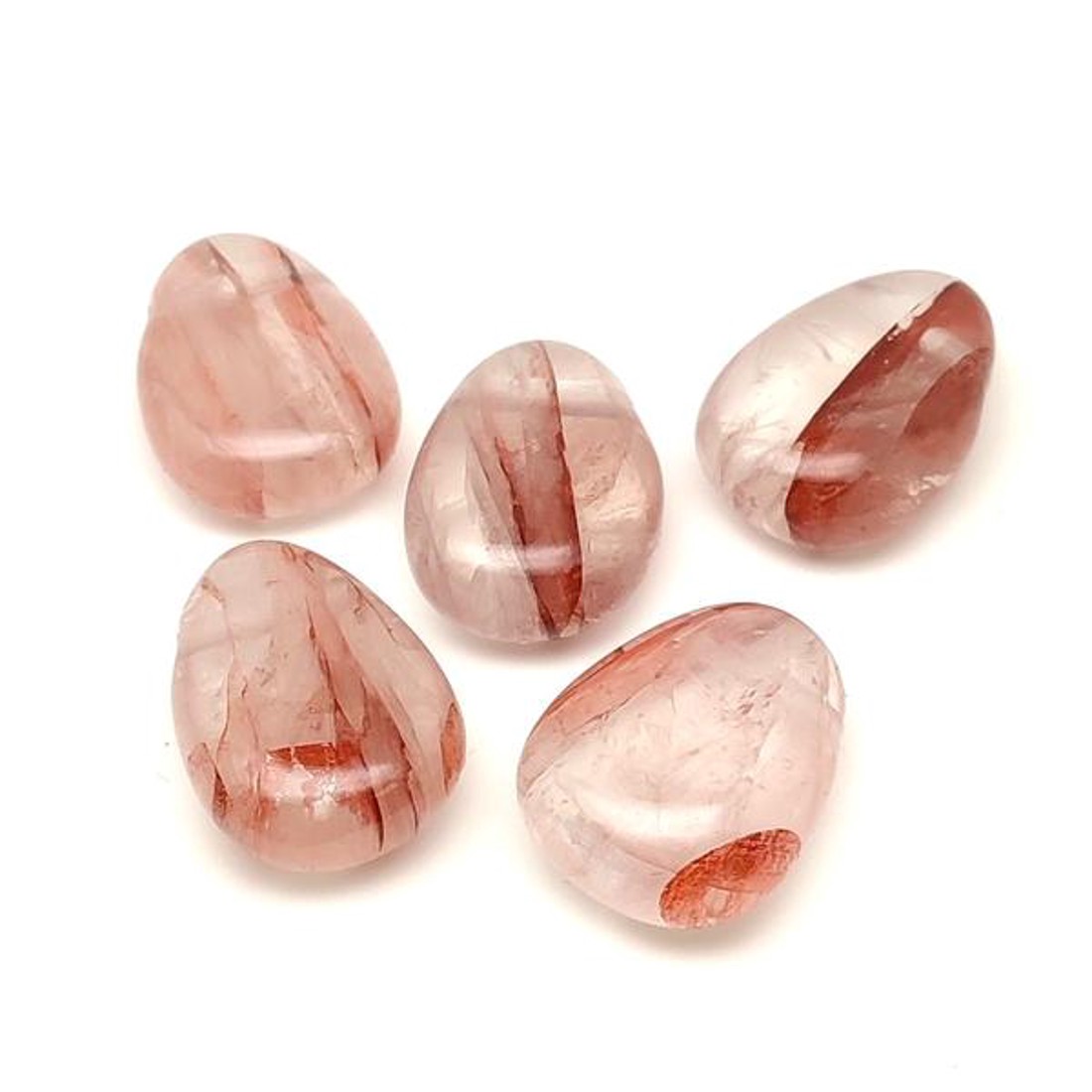 Átfúrt Hematoid vörös csepp medál - ékszer - nyaklánc - medál - Meska.hu