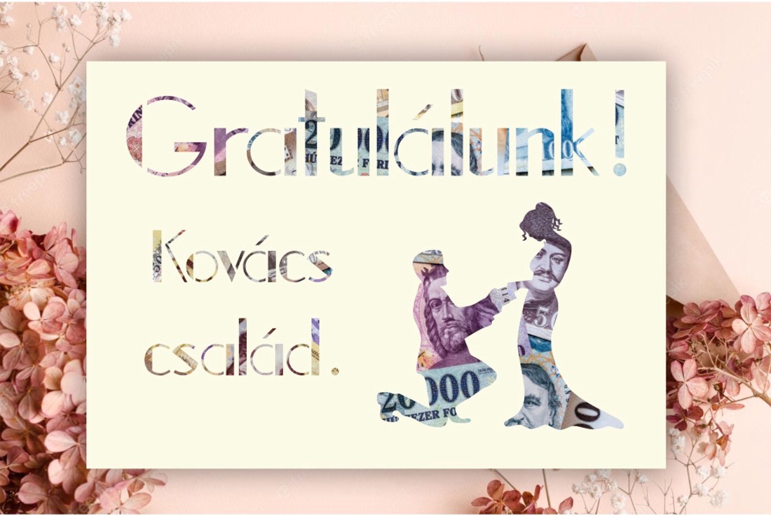 Nászajándék pénzátadó képkeret esküvőre - esküvő - emlék & ajándék - nászajándék - Meska.hu