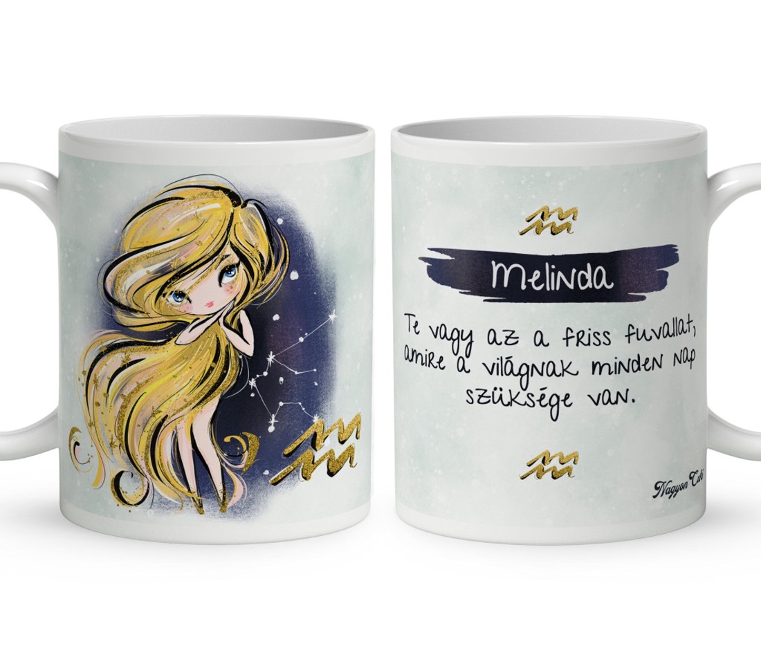 Személyre szabható - Szőke hajú Csini Vízöntő lány mintás bögre - otthon & életmód - konyhafelszerelés, tálalás - tálalás - bögre & csésze - Meska.hu