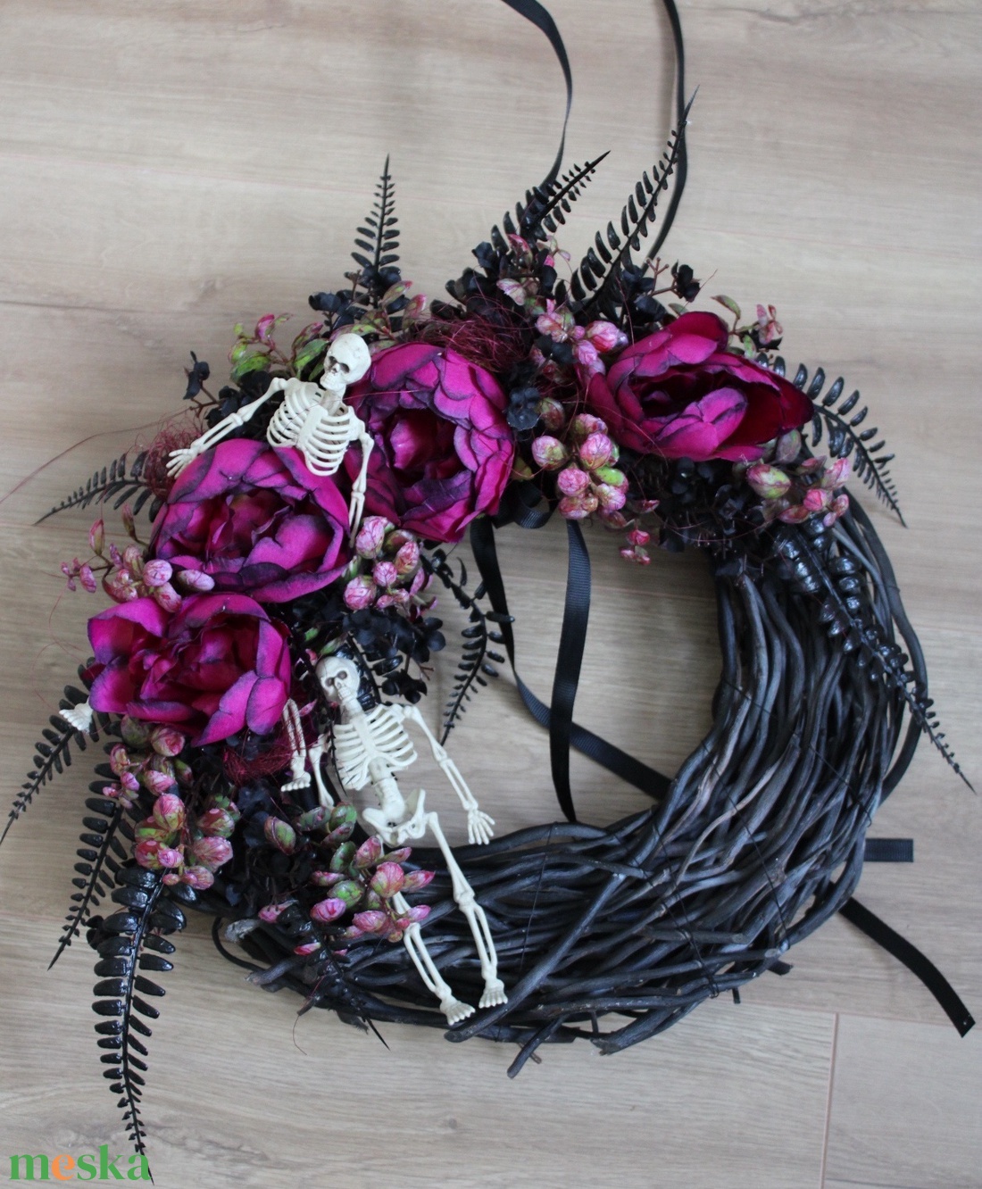 Csontis halloween ajtódísz  - otthon & életmód - dekoráció - halloween - halloweeni ajtódíszek és ablakdíszek - Meska.hu