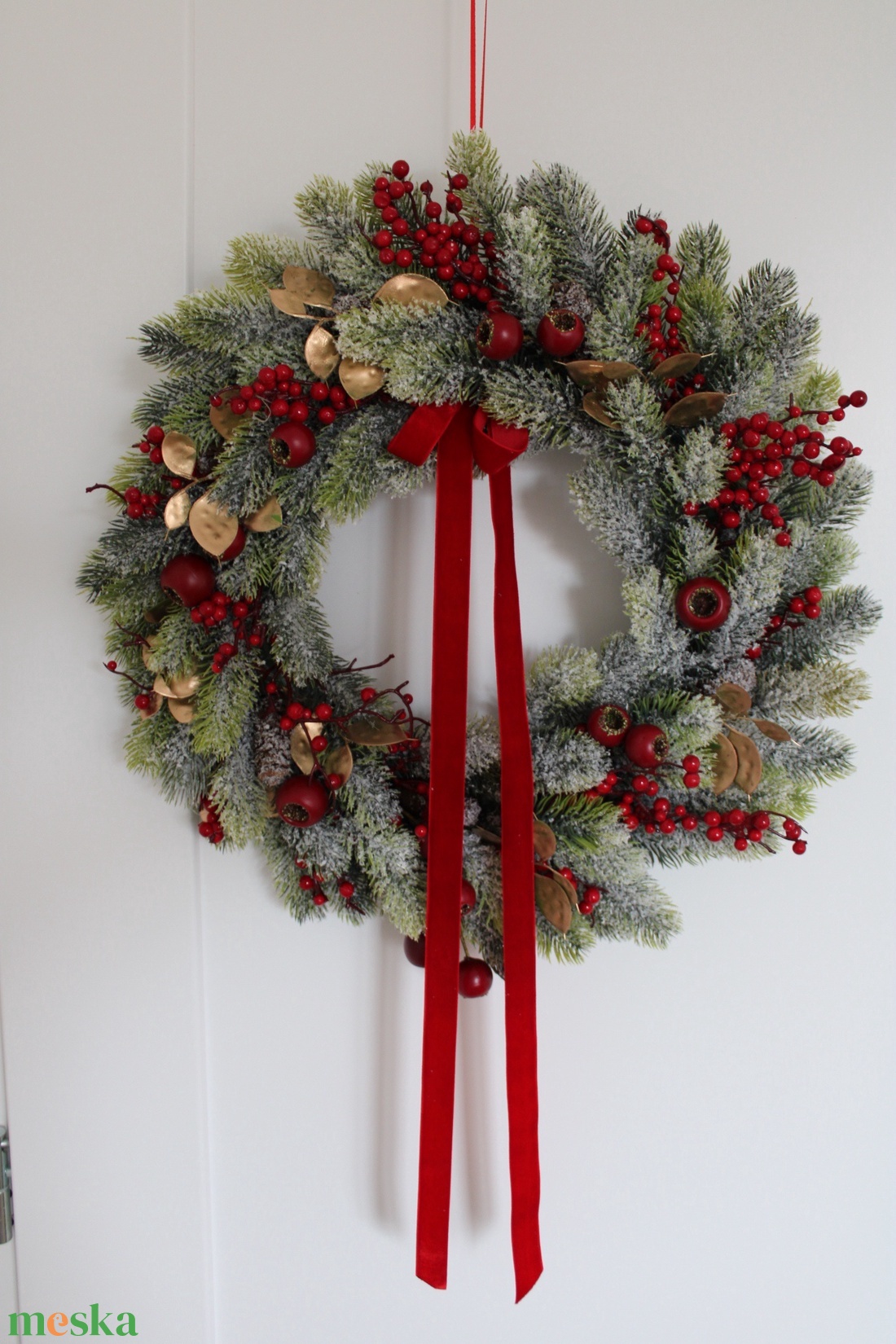 Nagy méretű műfenyő ajtódísz - karácsony - karácsonyi lakásdekoráció - karácsonyi ajtódíszek - Meska.hu