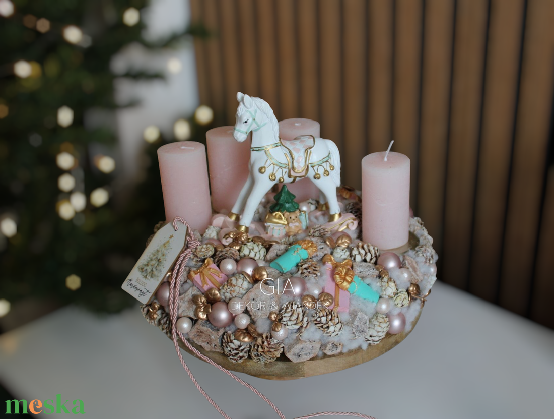 Hintalovas adventi koszorú  - karácsony - adventi díszek - adventi gyertyadíszek és koszorúdíszek - Meska.hu