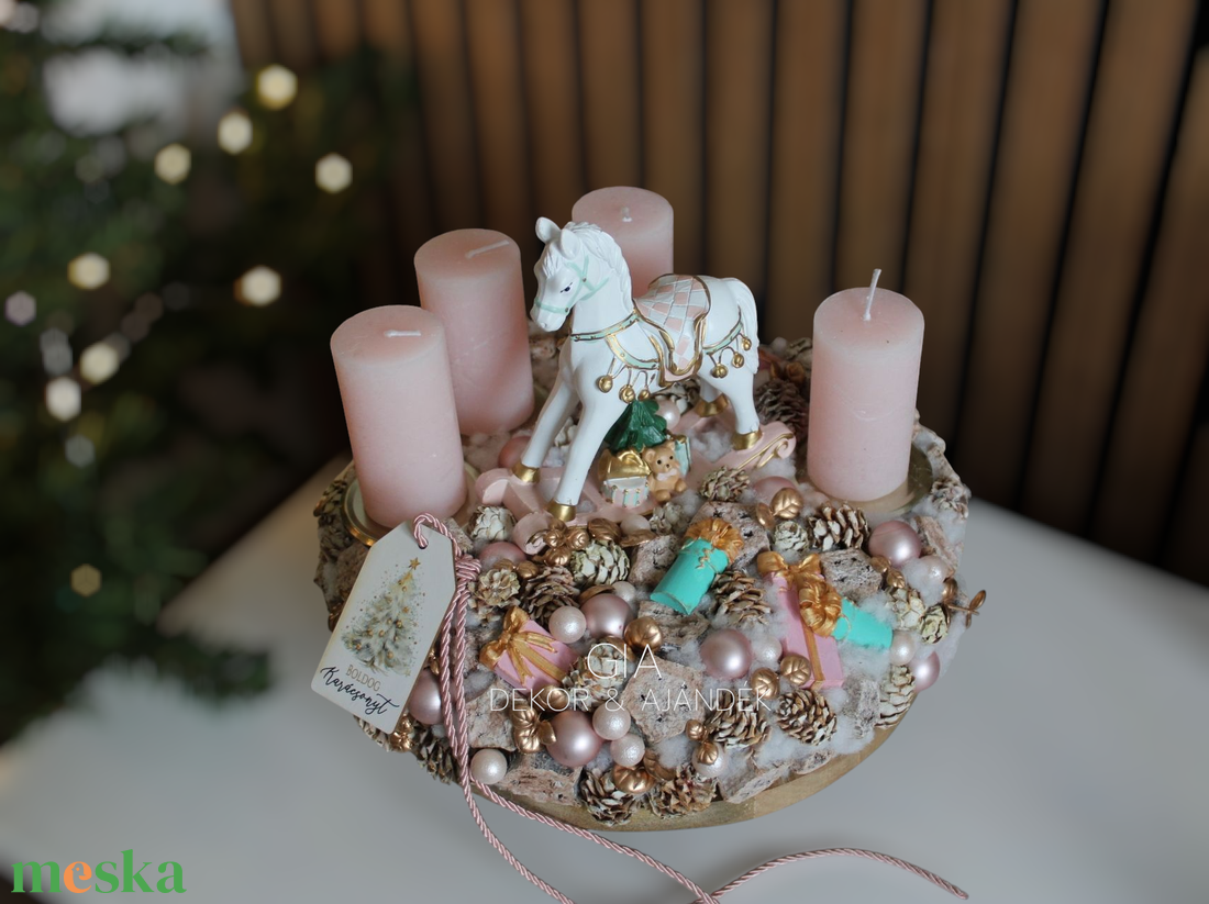 Hintalovas adventi koszorú  - karácsony - adventi díszek - adventi gyertyadíszek és koszorúdíszek - Meska.hu