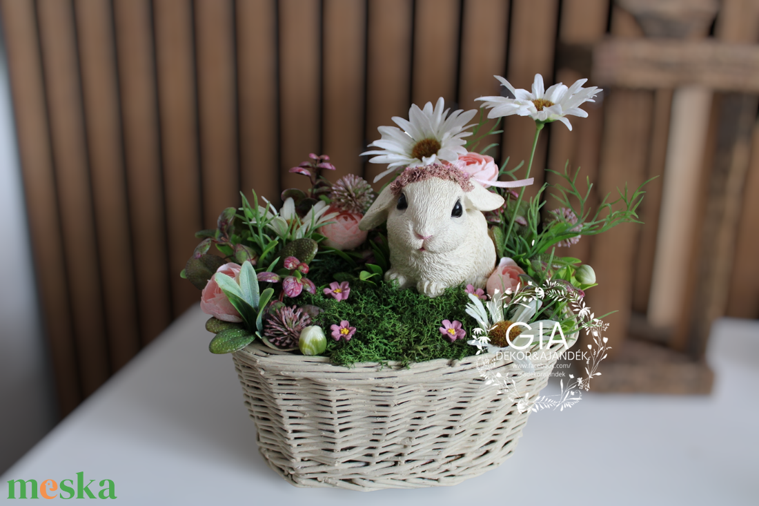 Húsvéti nyuszis kosár - otthon & életmód - dekoráció - húsvéti asztaldíszek - Meska.hu
