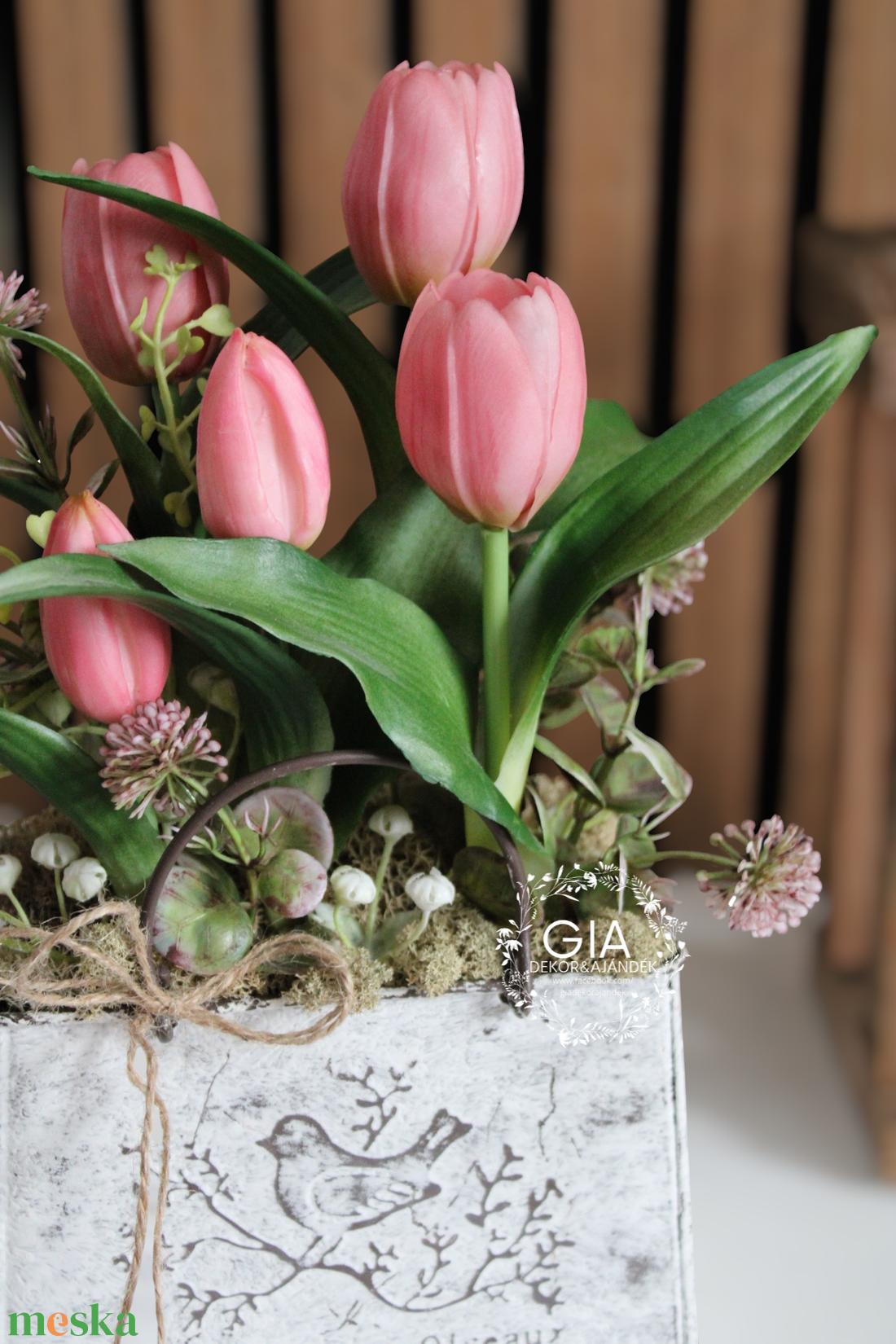 Tulipános bádog kaspós - otthon & életmód - dekoráció - asztal és polc dekoráció - asztaldísz - Meska.hu