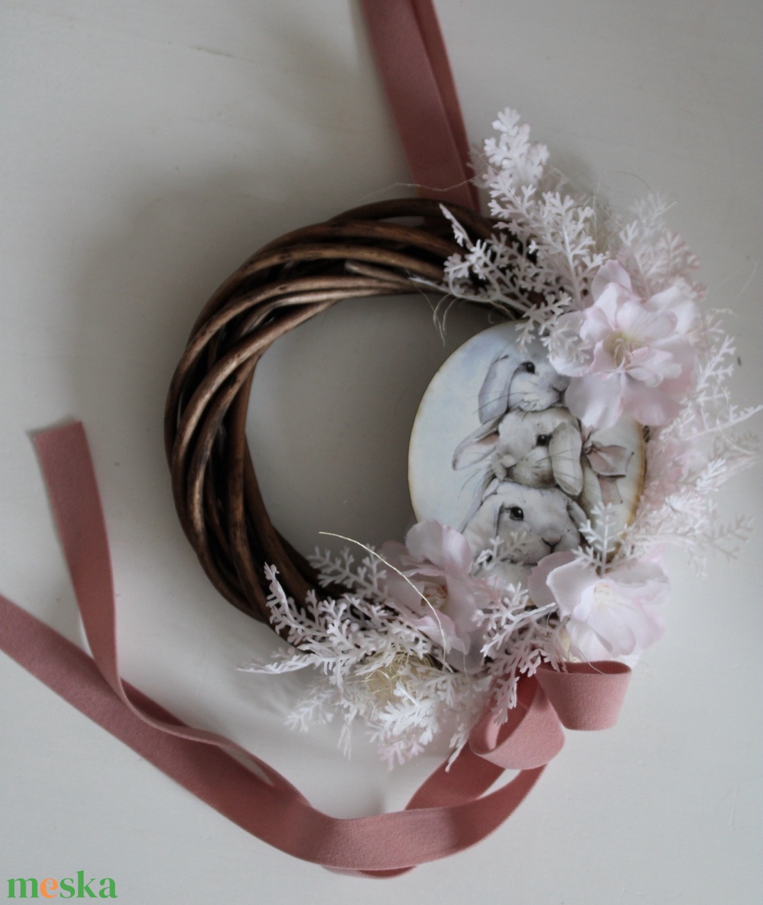 Kis méretű nyuszis húsvéti ajtódísz - otthon & életmód - dekoráció - ajtó- és ablak dekoráció - ajtódísz & kopogtató - Meska.hu