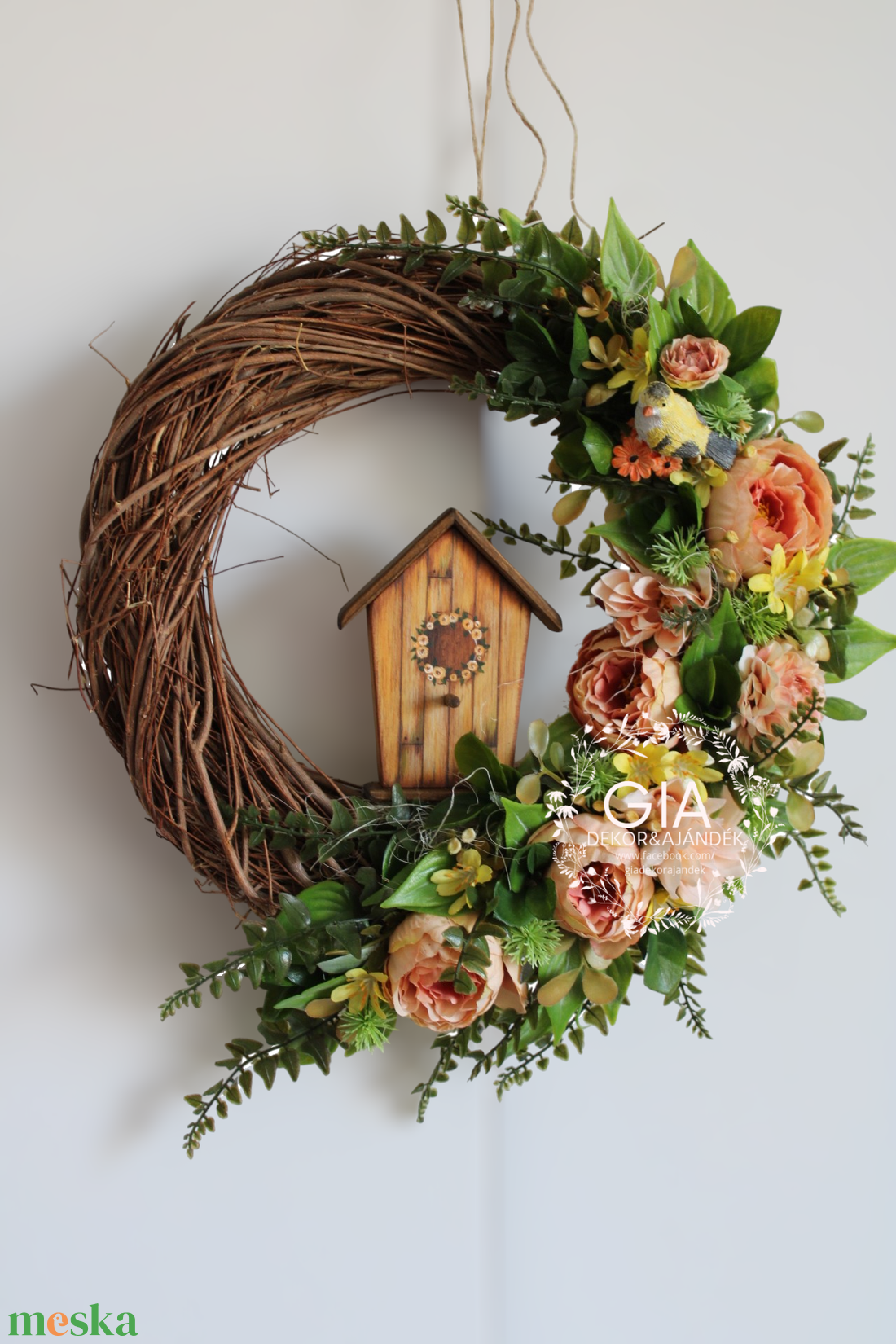 Tavaszi virágos ajtódísz - otthon & életmód - dekoráció - ajtó- és ablak dekoráció - ajtódísz & kopogtató - Meska.hu