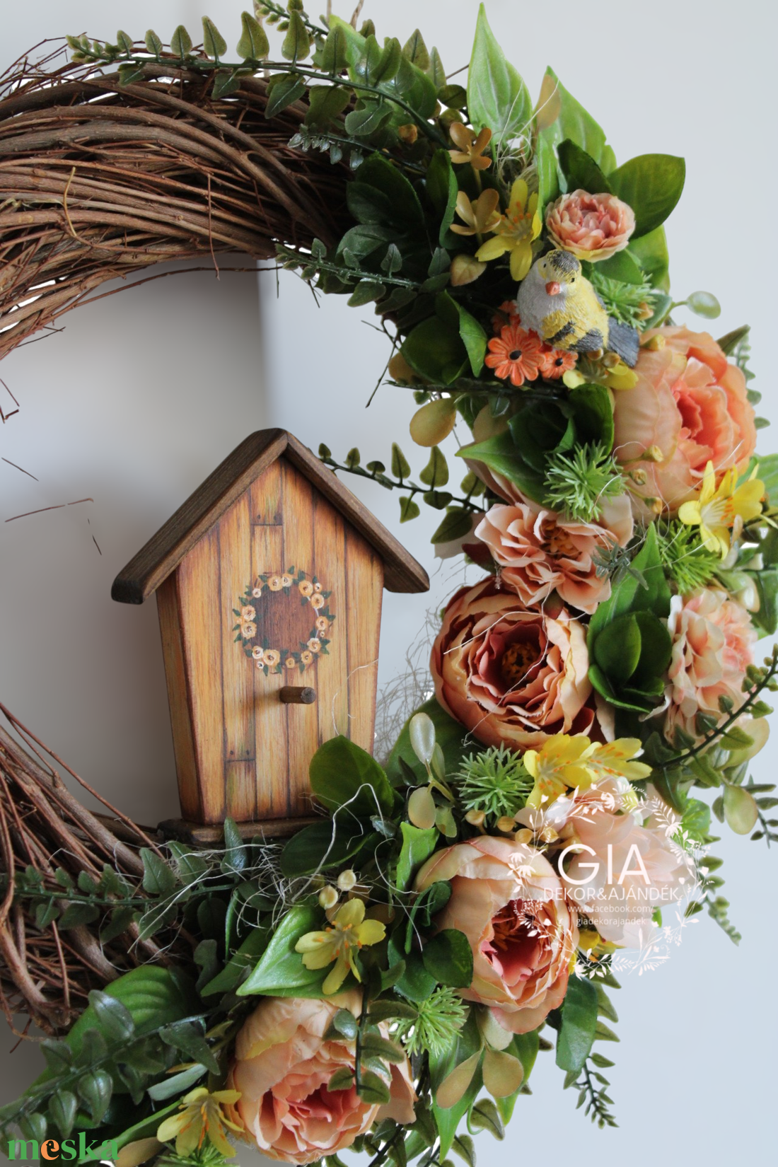 Tavaszi virágos ajtódísz - otthon & életmód - dekoráció - ajtó- és ablak dekoráció - ajtódísz & kopogtató - Meska.hu