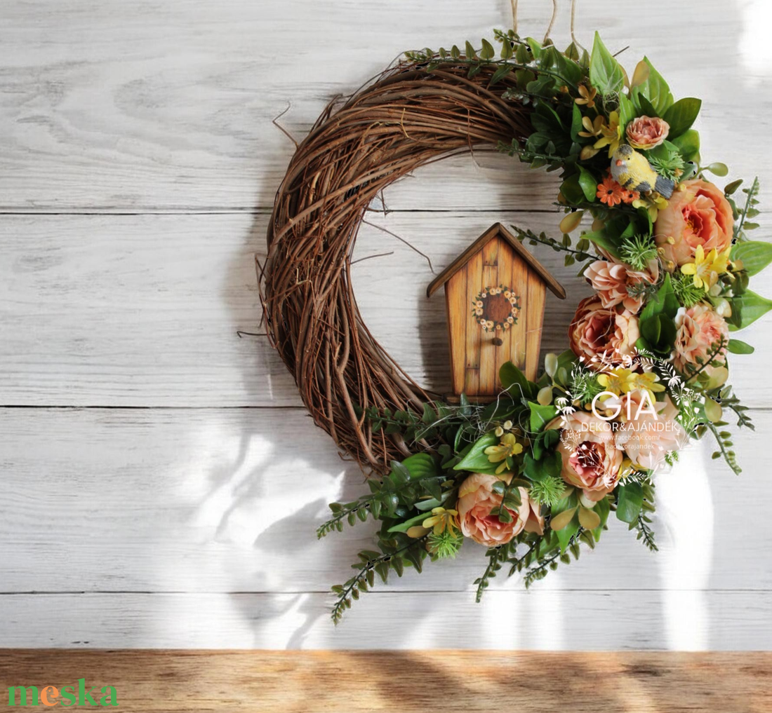 Tavaszi virágos ajtódísz - otthon & életmód - dekoráció - ajtó- és ablak dekoráció - ajtódísz & kopogtató - Meska.hu