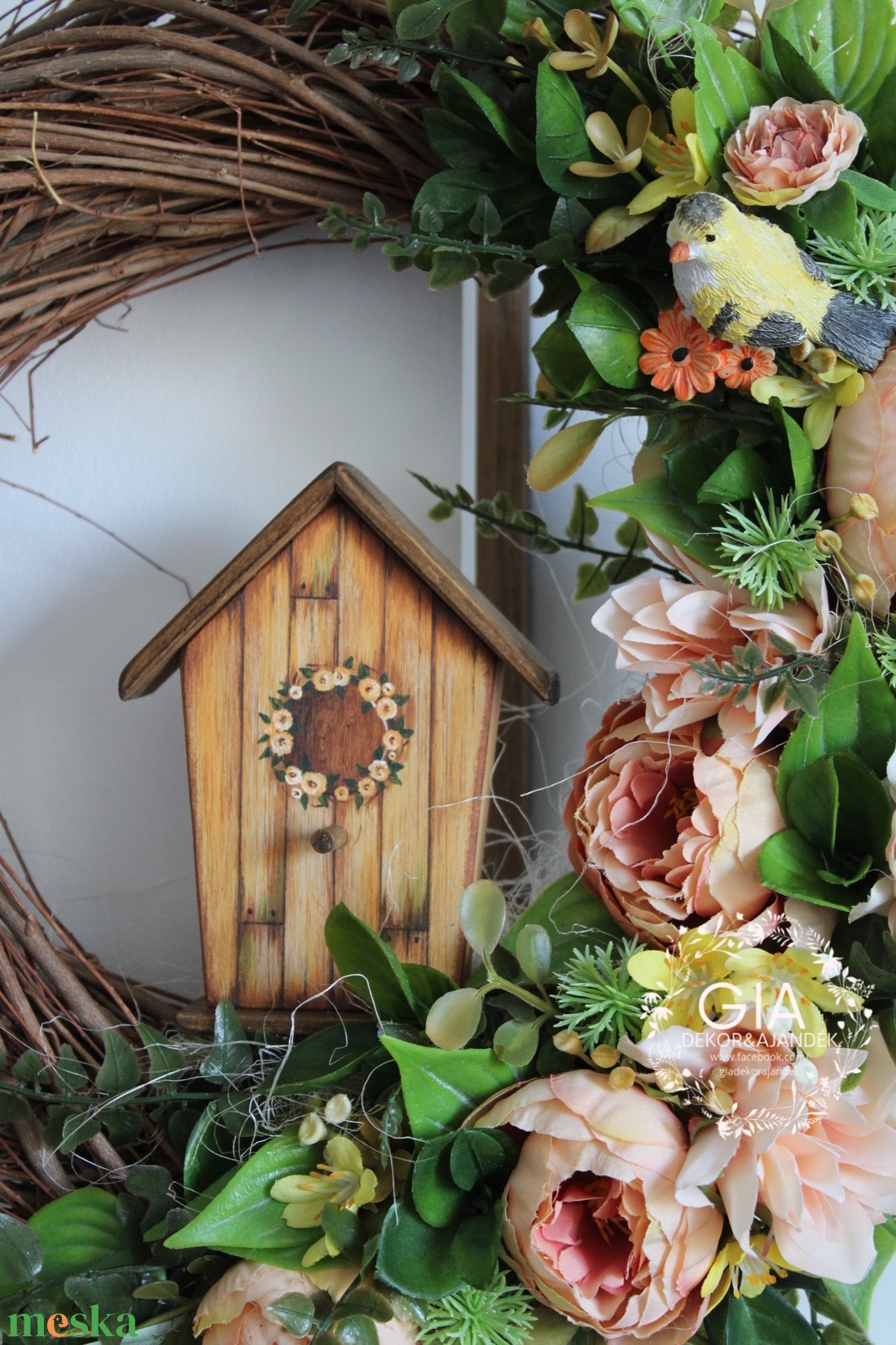 Tavaszi virágos ajtódísz - otthon & életmód - dekoráció - ajtó- és ablak dekoráció - ajtódísz & kopogtató - Meska.hu