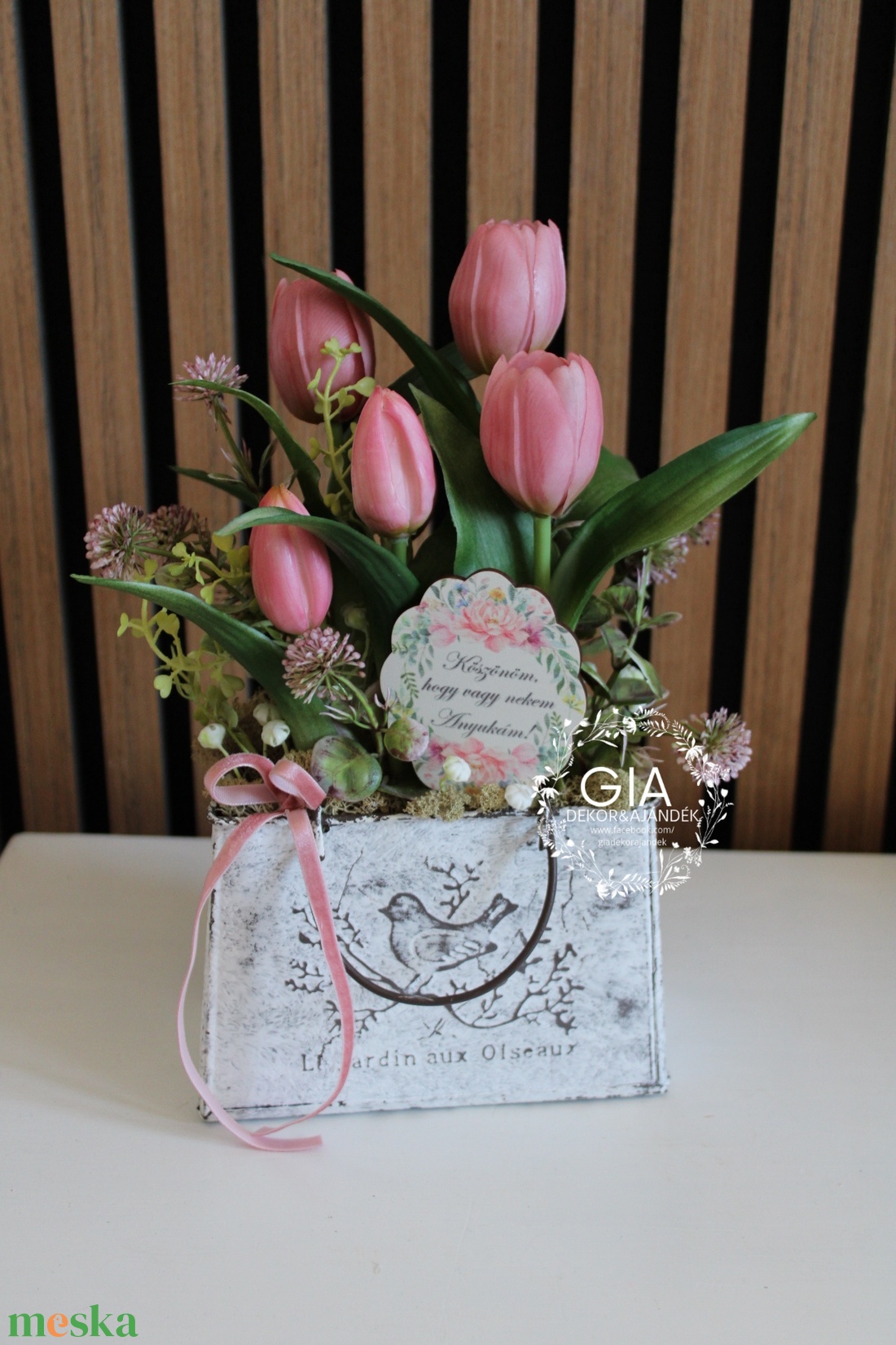 Tulipános bádog kaspós - otthon & életmód - virágdekoráció - virágdíszek - virágdísz kaspóban - Meska.hu