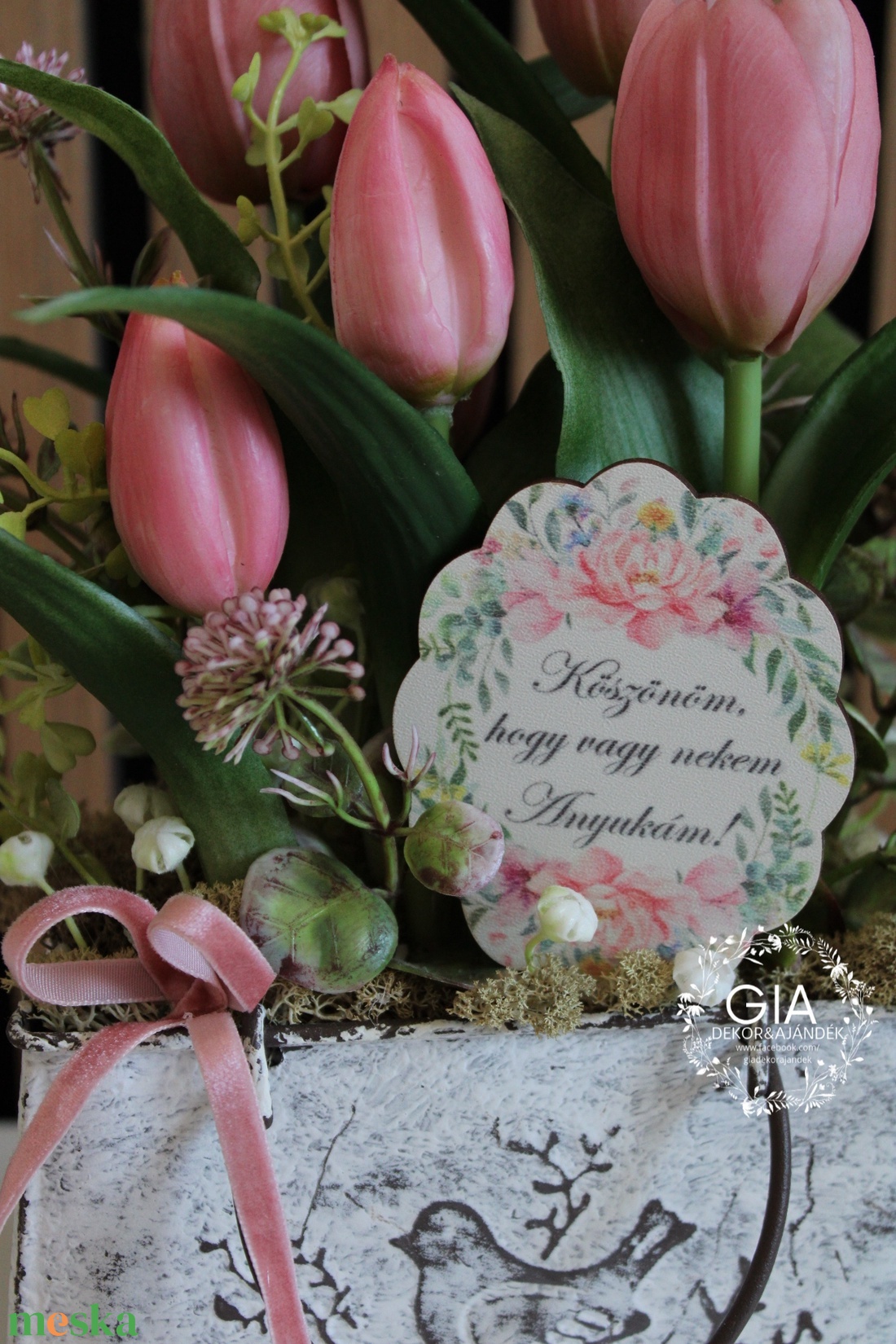 Tulipános bádog kaspós - otthon & életmód - virágdekoráció - virágdíszek - virágdísz kaspóban - Meska.hu